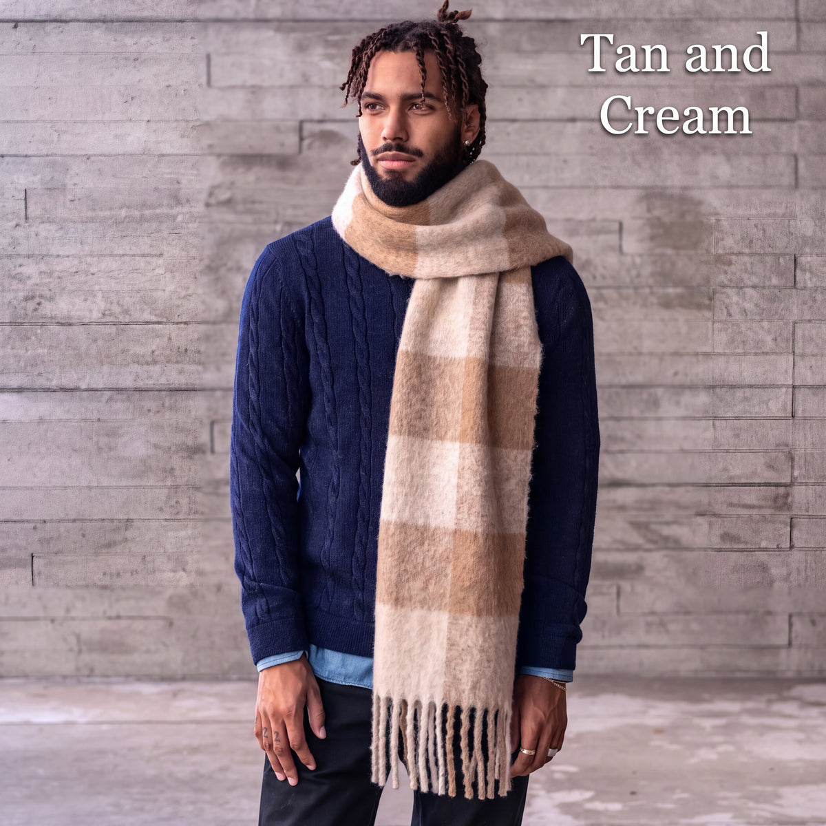 Alpaca Large Buffalo Check Boucle Scarves