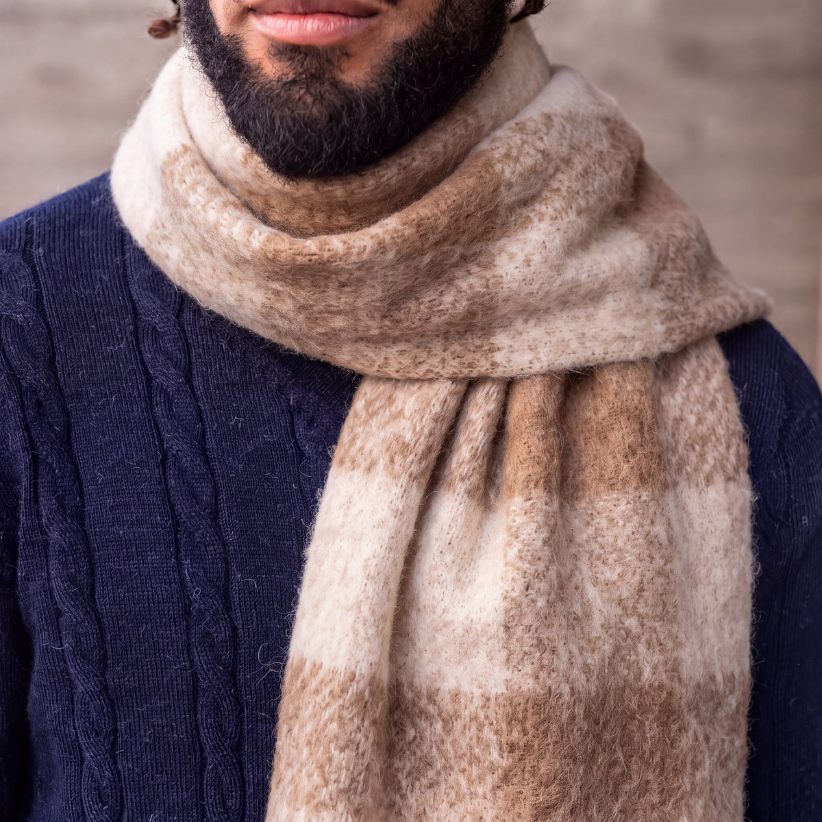 Alpaca Large Buffalo Check Boucle Scarves