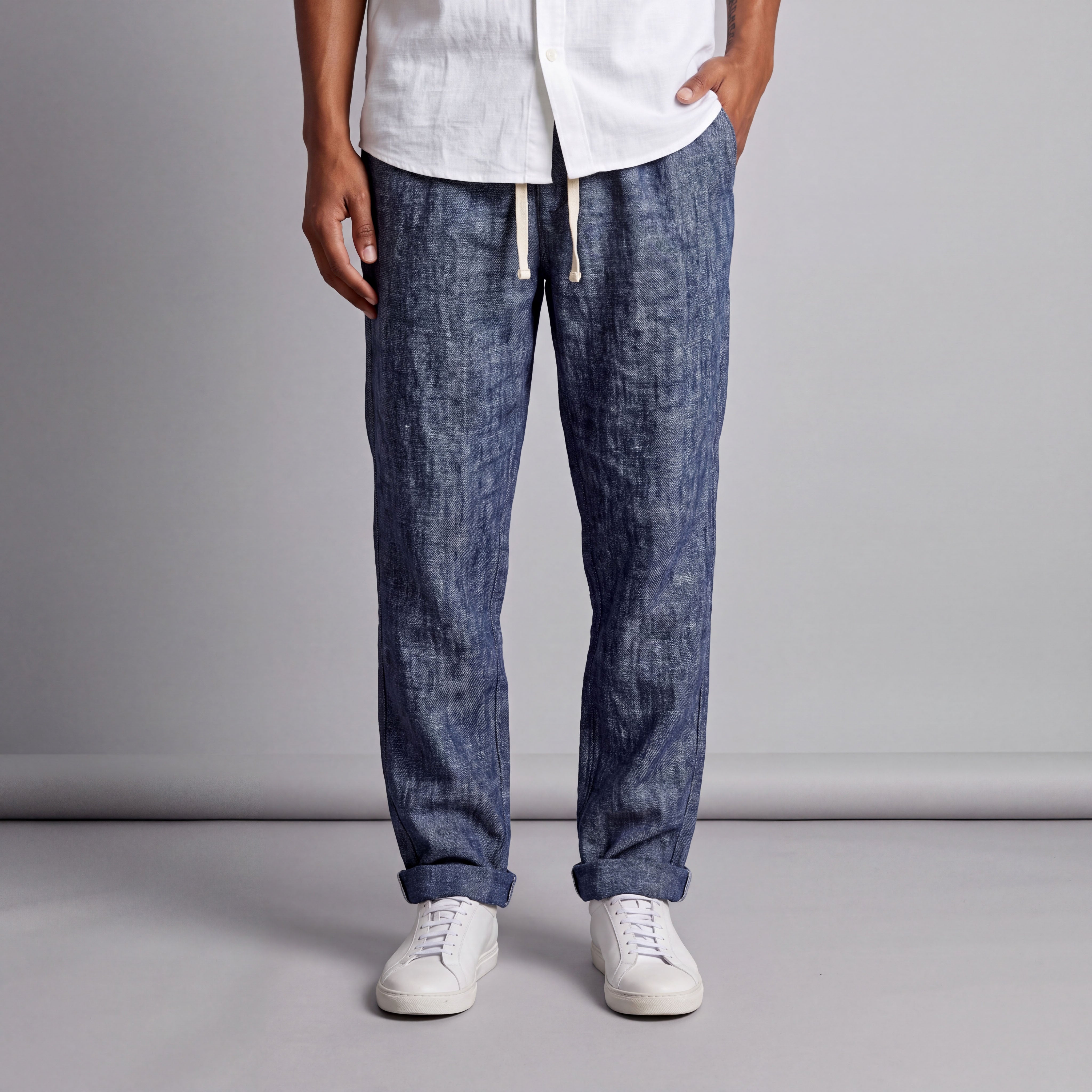 Laidback Pant Albini Navy Delave Linen
