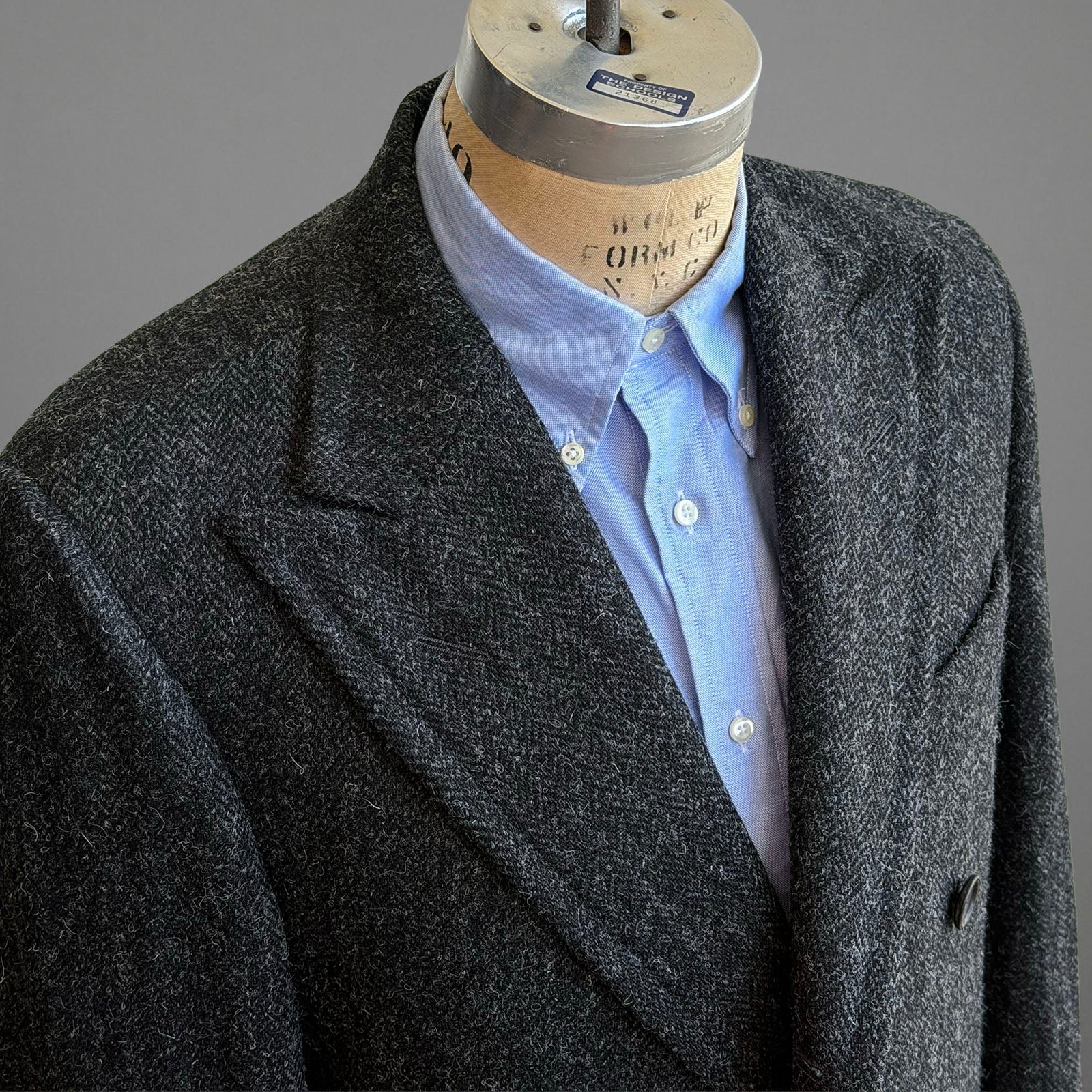 Sample: Essex Coat Grey Herringbone Harris Tweed Size 38