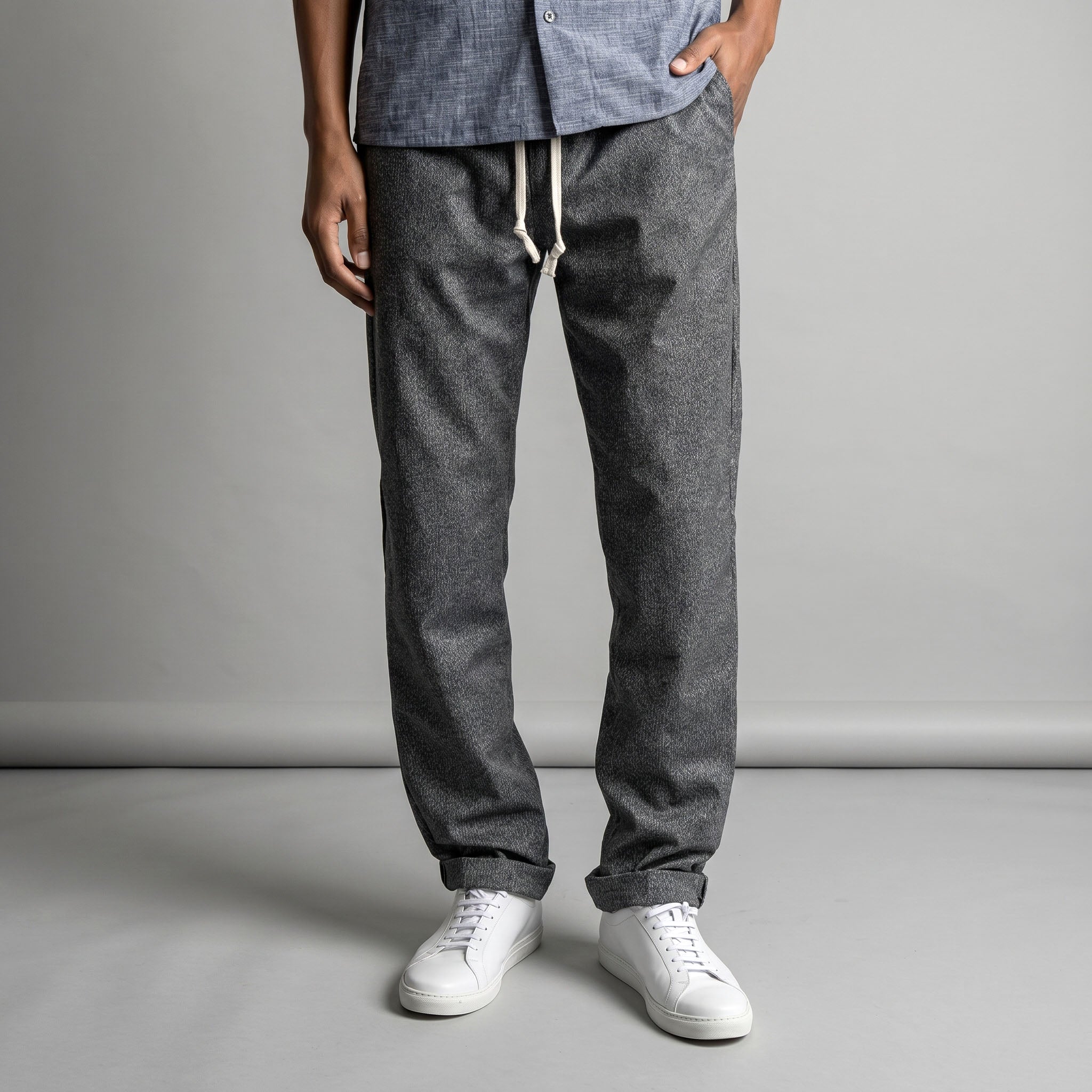 Laidback Pant Crosshatch Washable Grey Wool Sz Medium