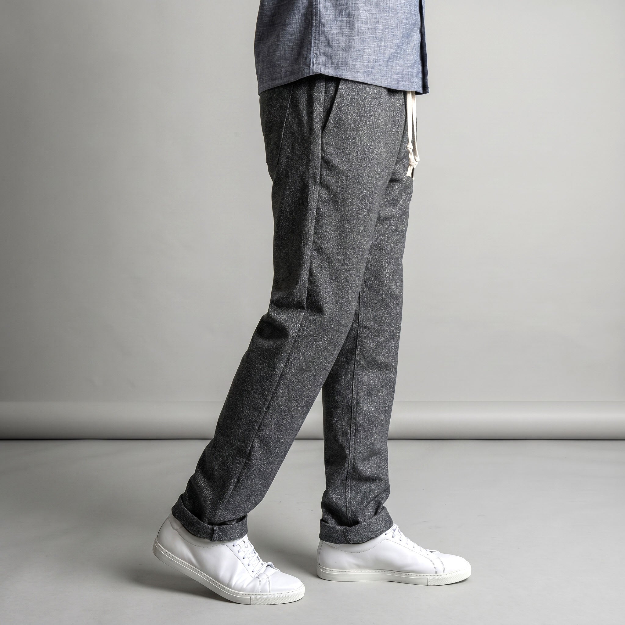 Laidback Pant Crosshatch Washable Grey Wool Sz Medium