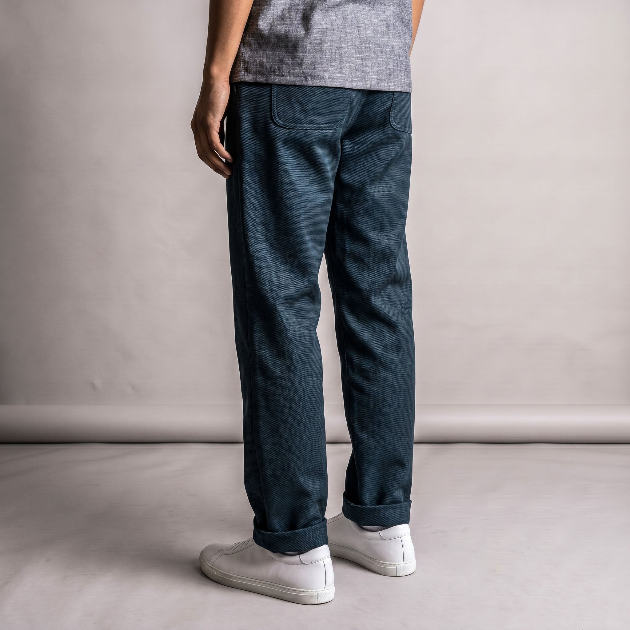 Laidback Pant Dark Teal Wool Hopsack Sz Medium