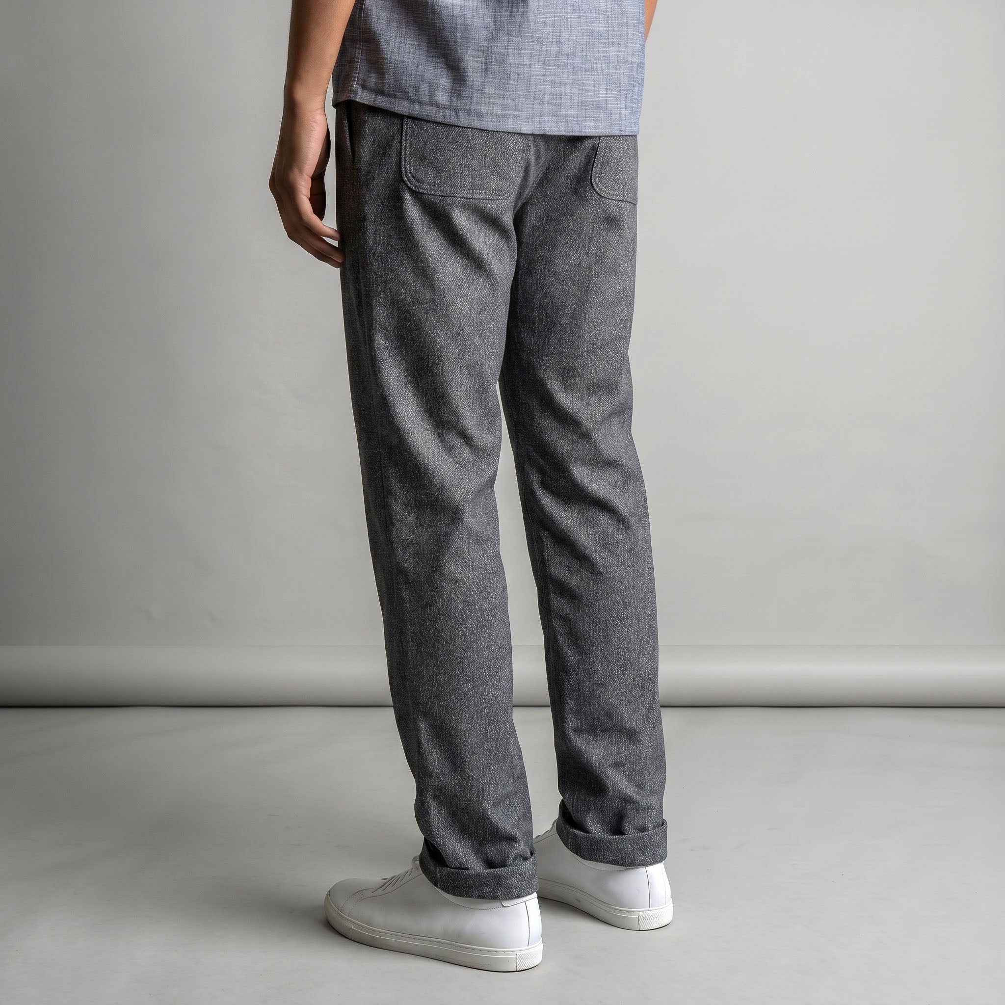 Laidback Pant Crosshatch Washable Grey Wool Sz Medium