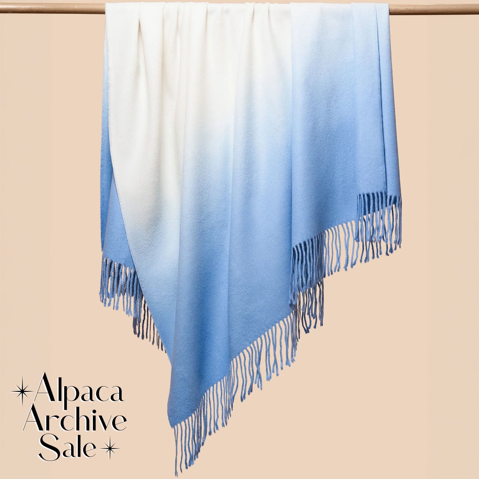 Sky Ombre Hand Dyed Alpaca Throw Blanket