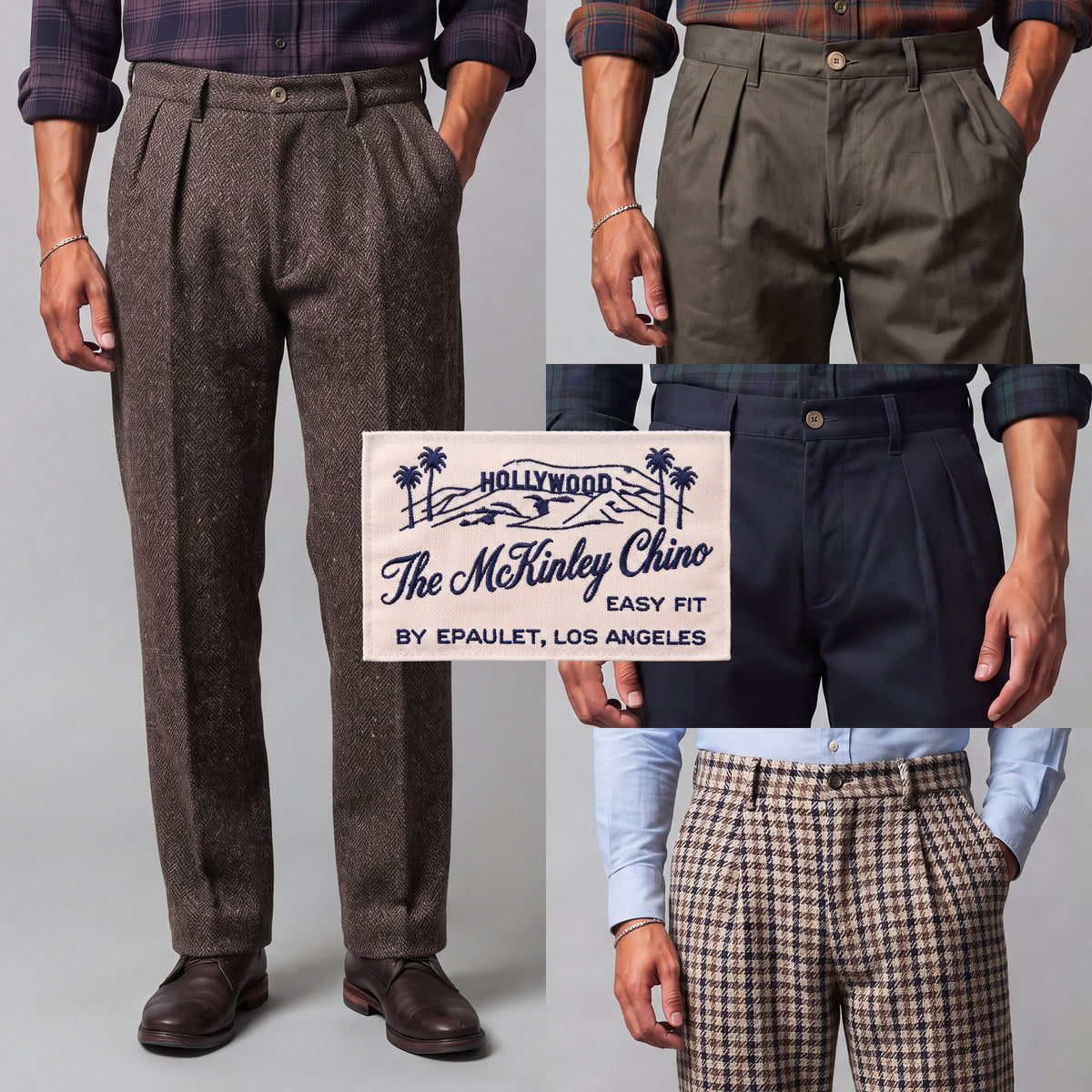 McKinley Pleated Easy Fit Chinos in Tweeds & Cottons