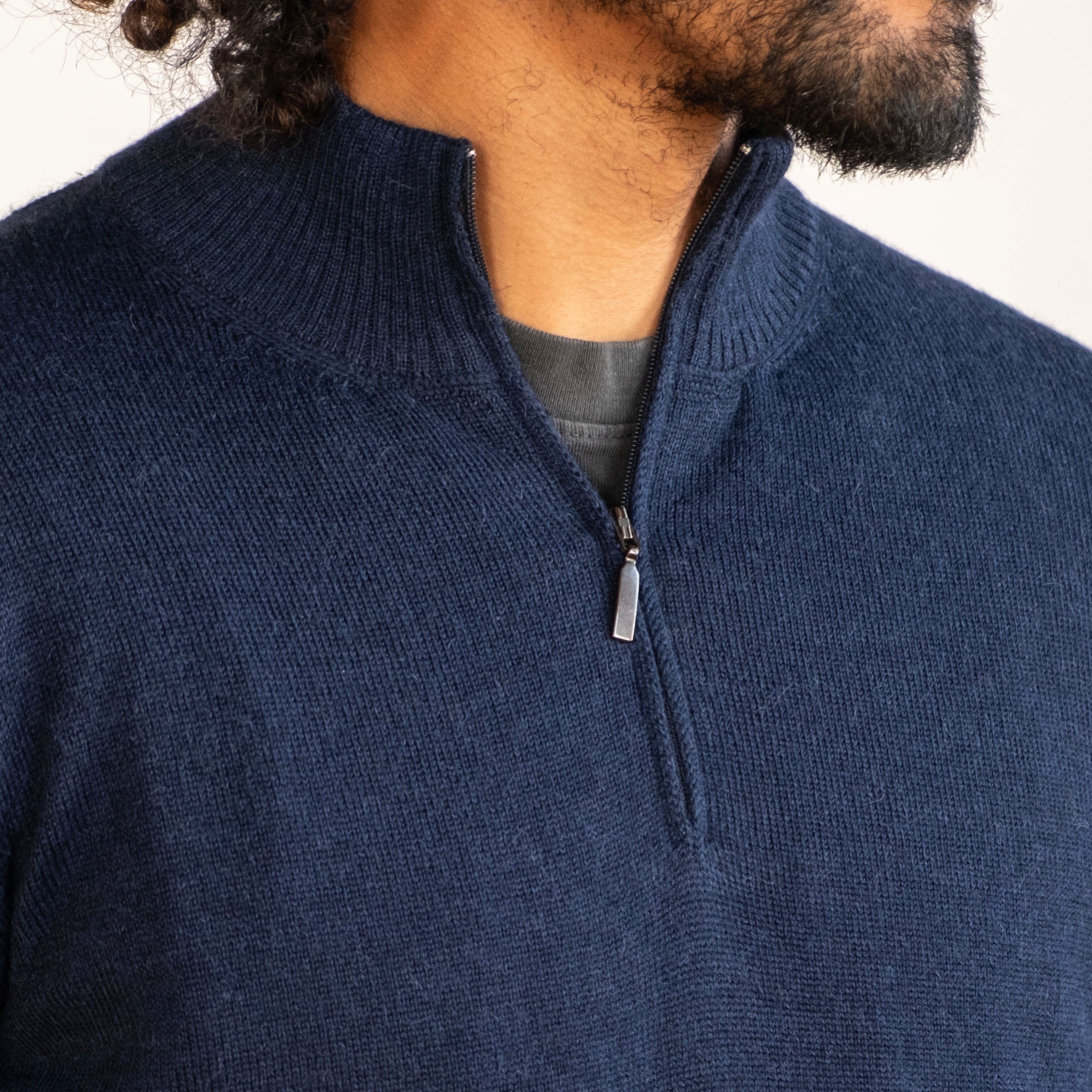 Alpaca Extrafine Knit Half Zip Sweaters