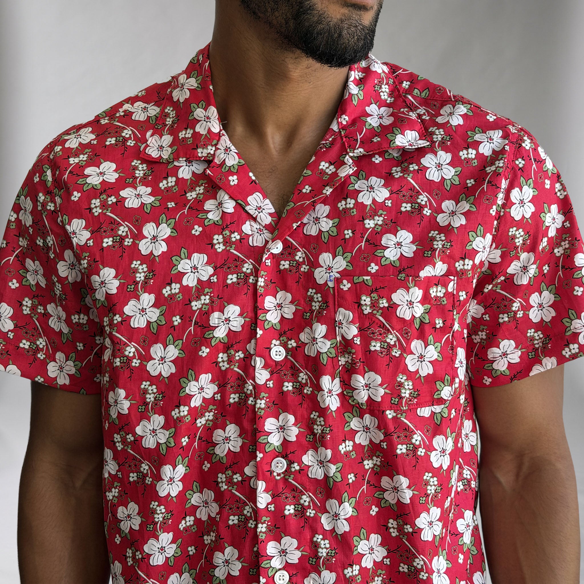 Riviera Tropical Blossoms Poplin Short Sleeve Shirt