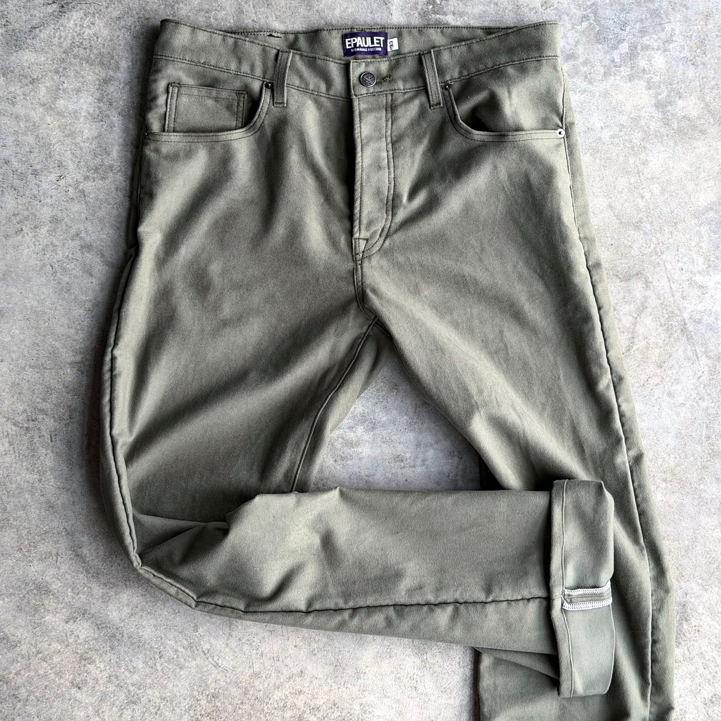 Sunset Western Jean Lichen 11oz Cotton Moleskin Sz 32
