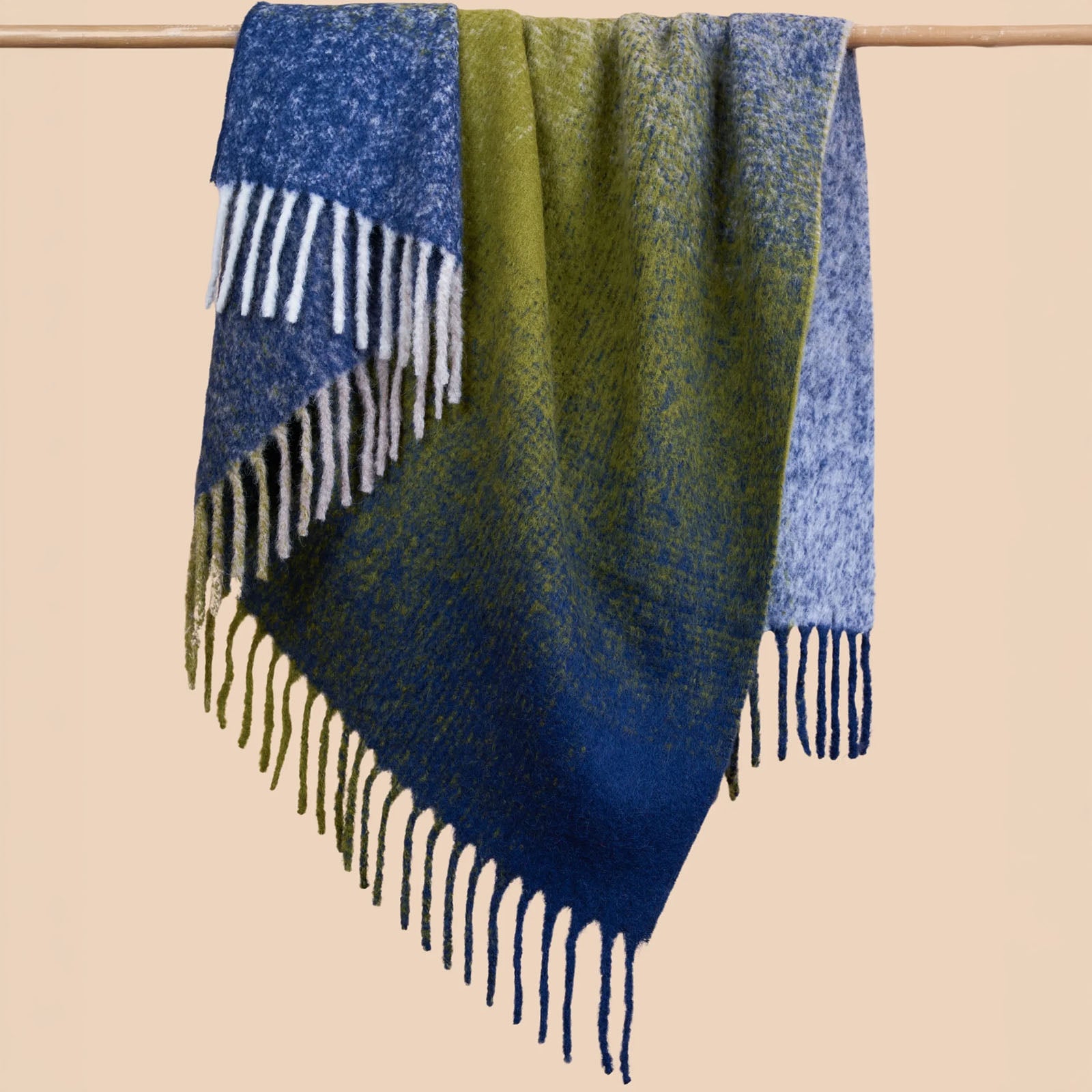 Ombre Alpaca Throw Blanket With Twisted Fringes