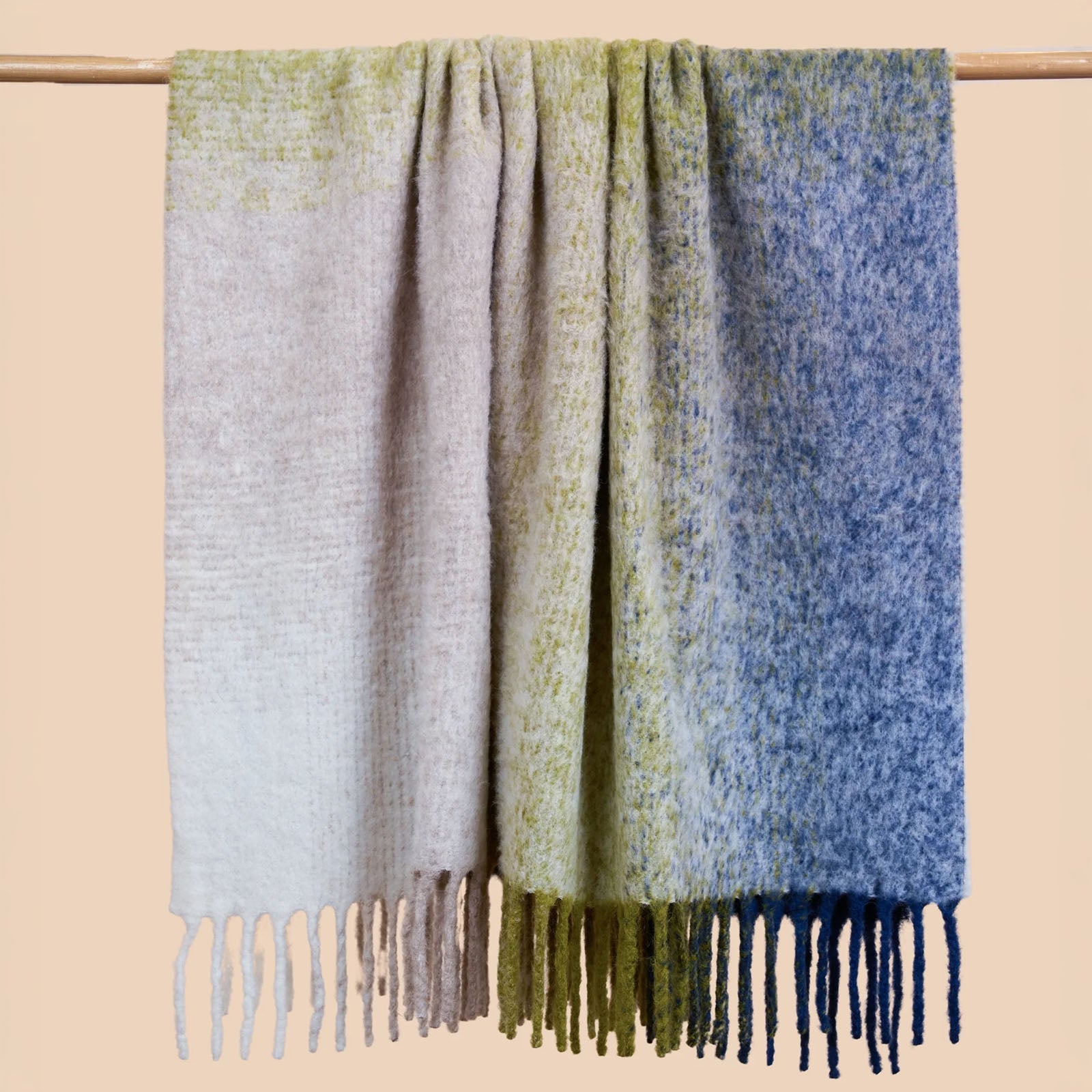 Ombre Alpaca Throw Blanket With Twisted Fringes