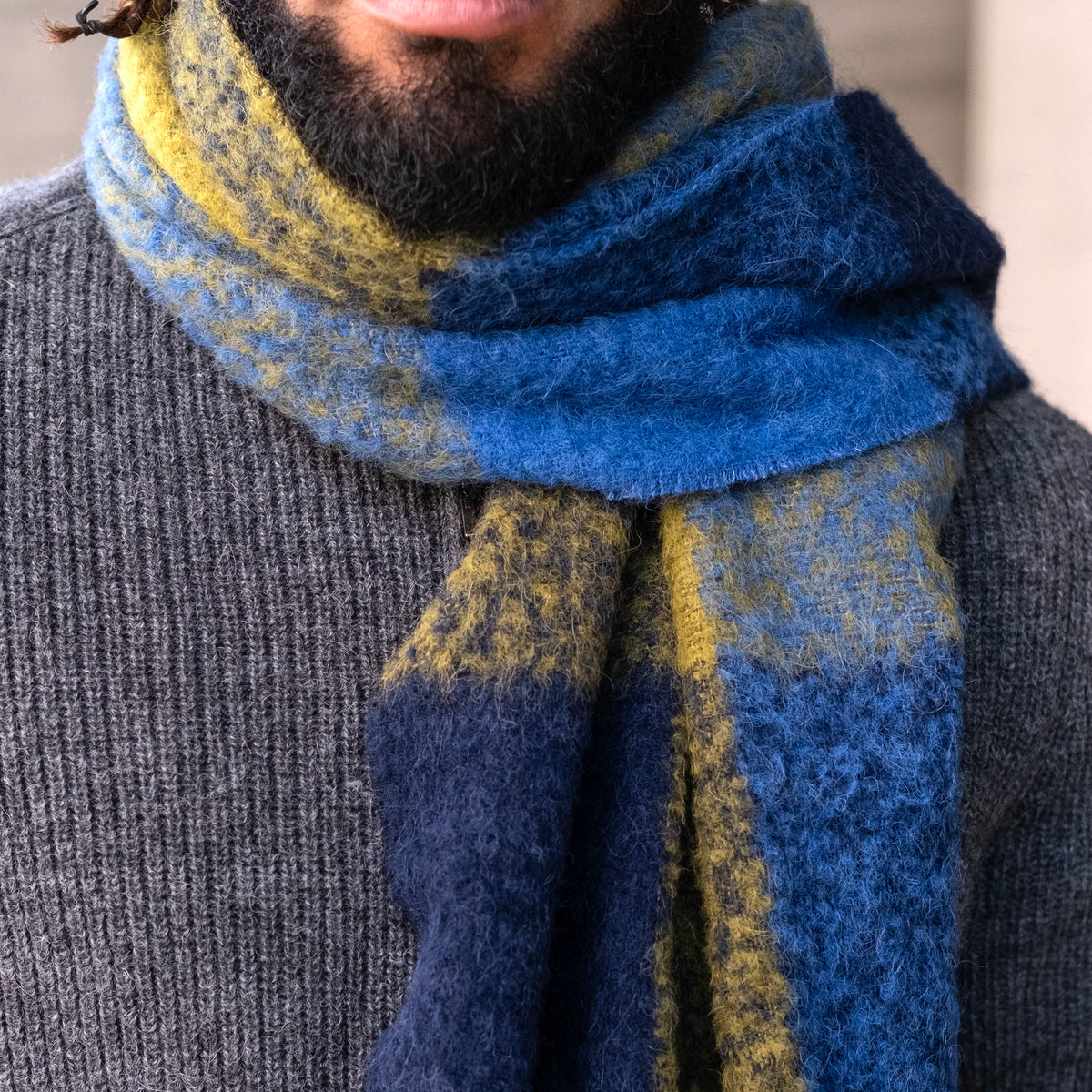 Alpaca Large Buffalo Check Boucle Scarves