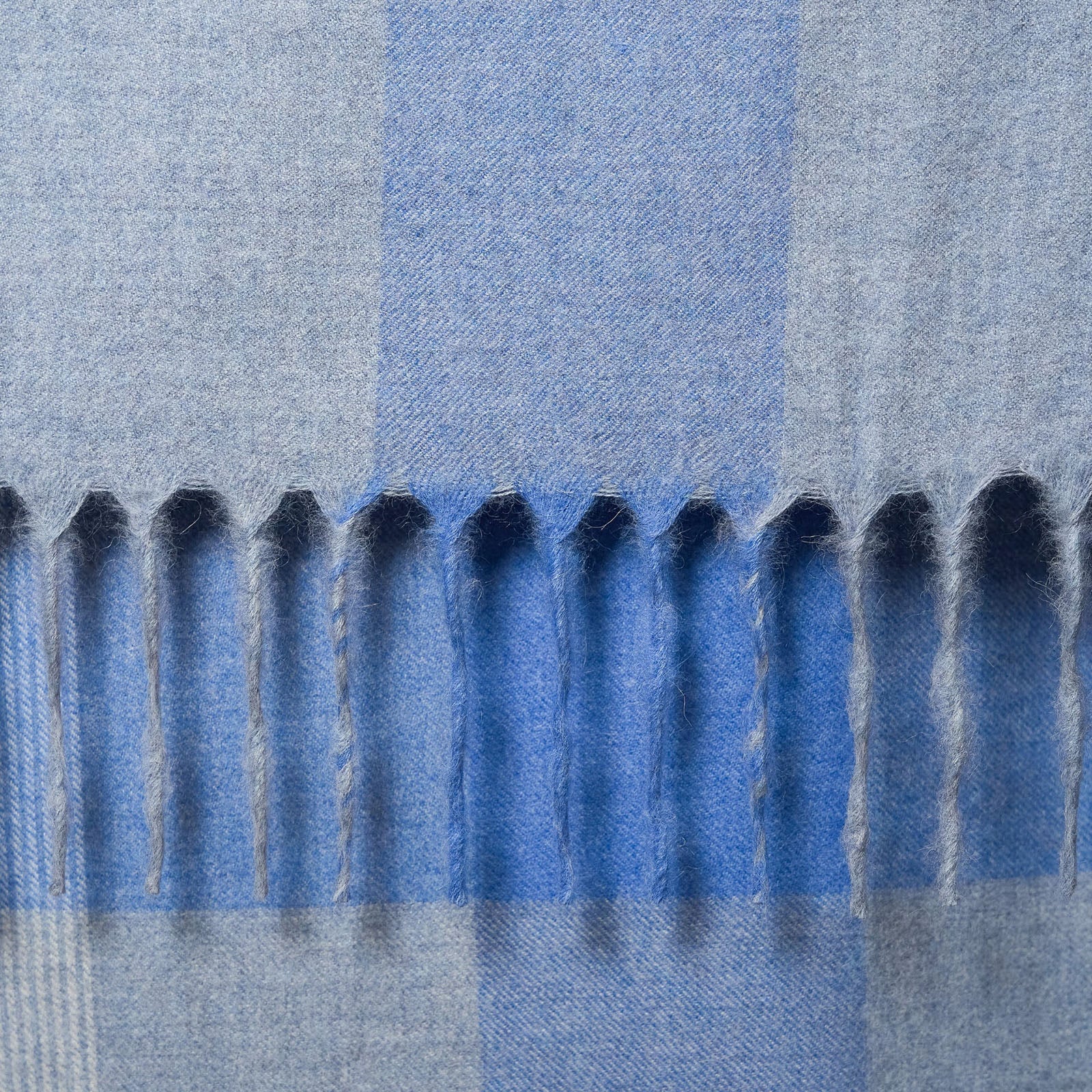 Light Blue Buffalo Check Alpaca Throw Blanket