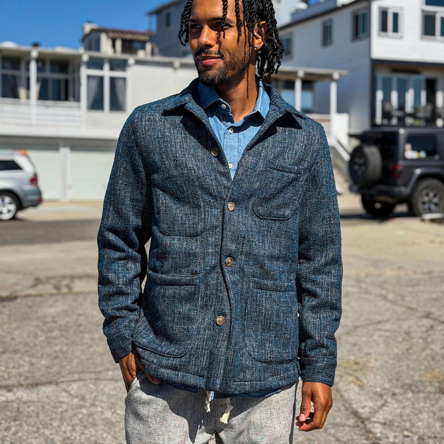 Doyle Jacket Pacific Blue Scatter-Weave Tweed