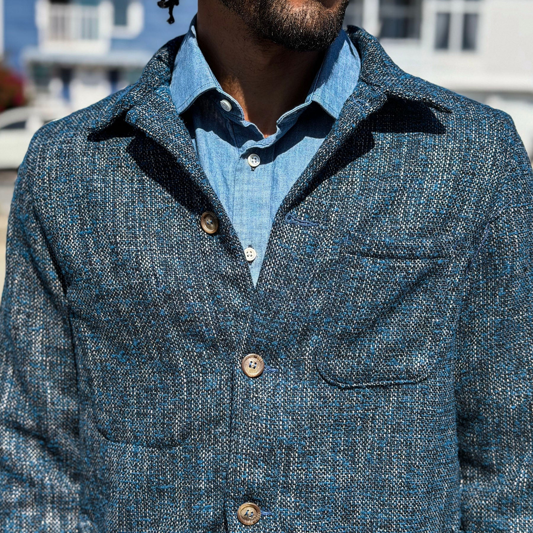 Doyle Jacket Pacific Blue Scatter-Weave Tweed