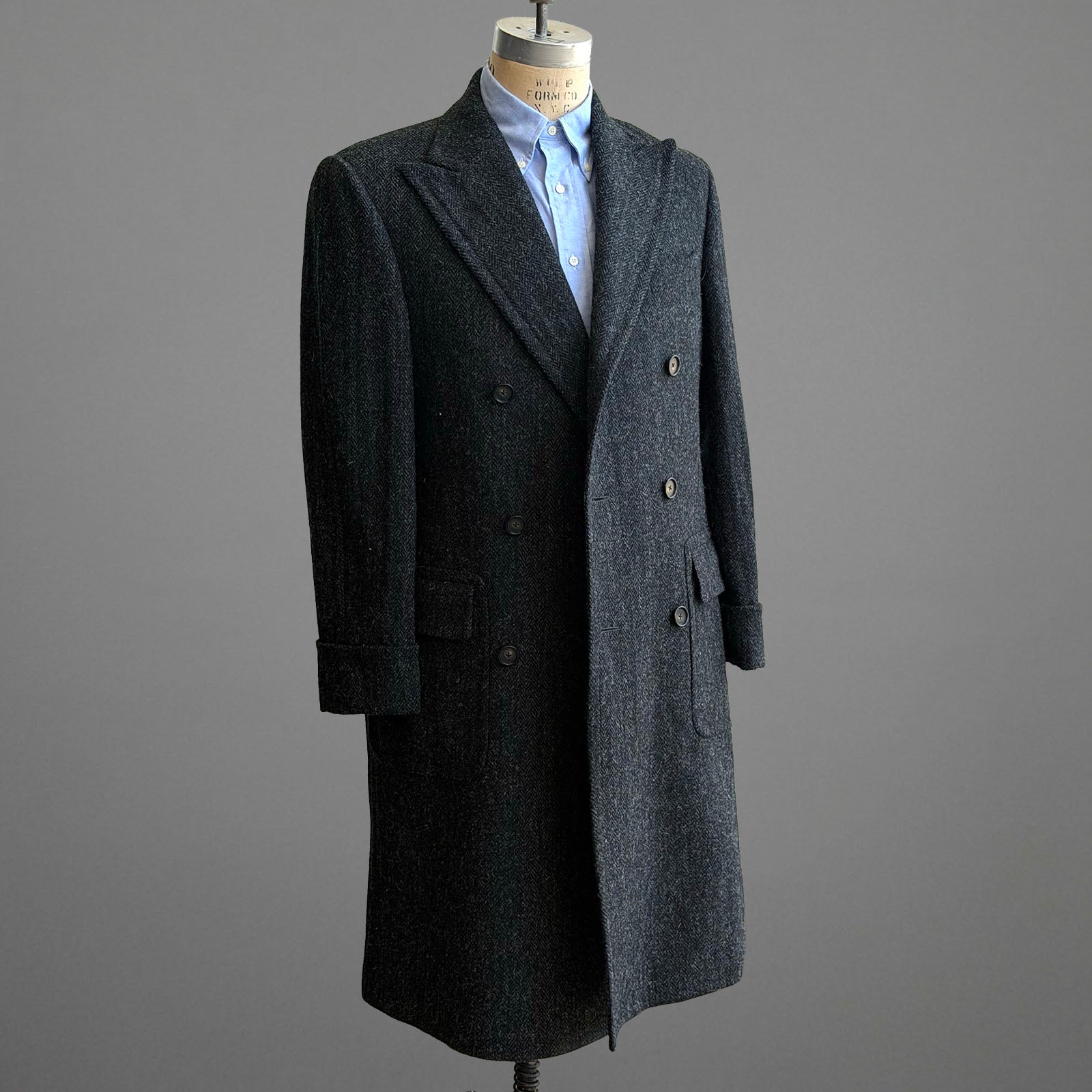 Sample: Essex Coat Grey Herringbone Harris Tweed Size 38