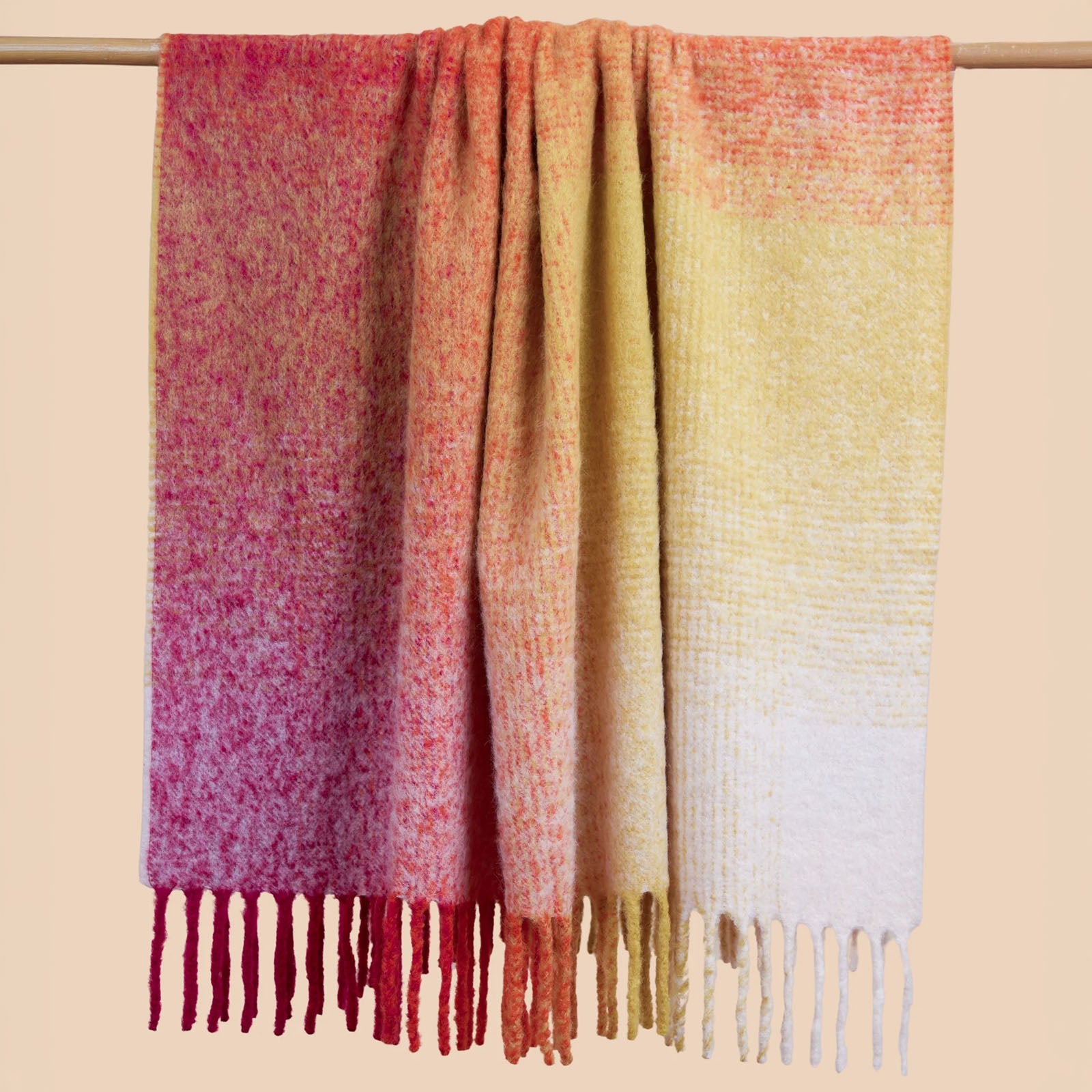 Ombre Alpaca Throw Blanket With Twisted Fringes