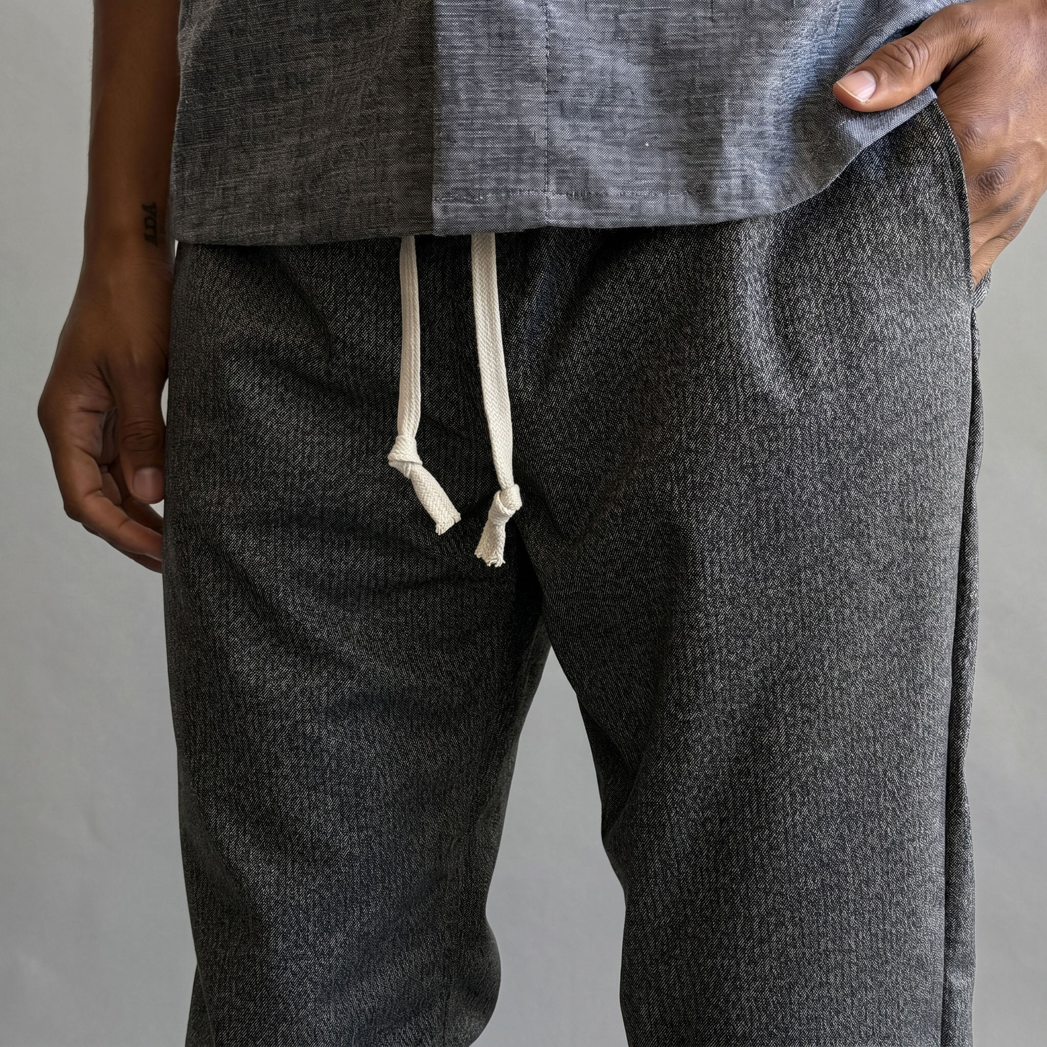 Laidback Pant Crosshatch Washable Grey Wool Sz Medium