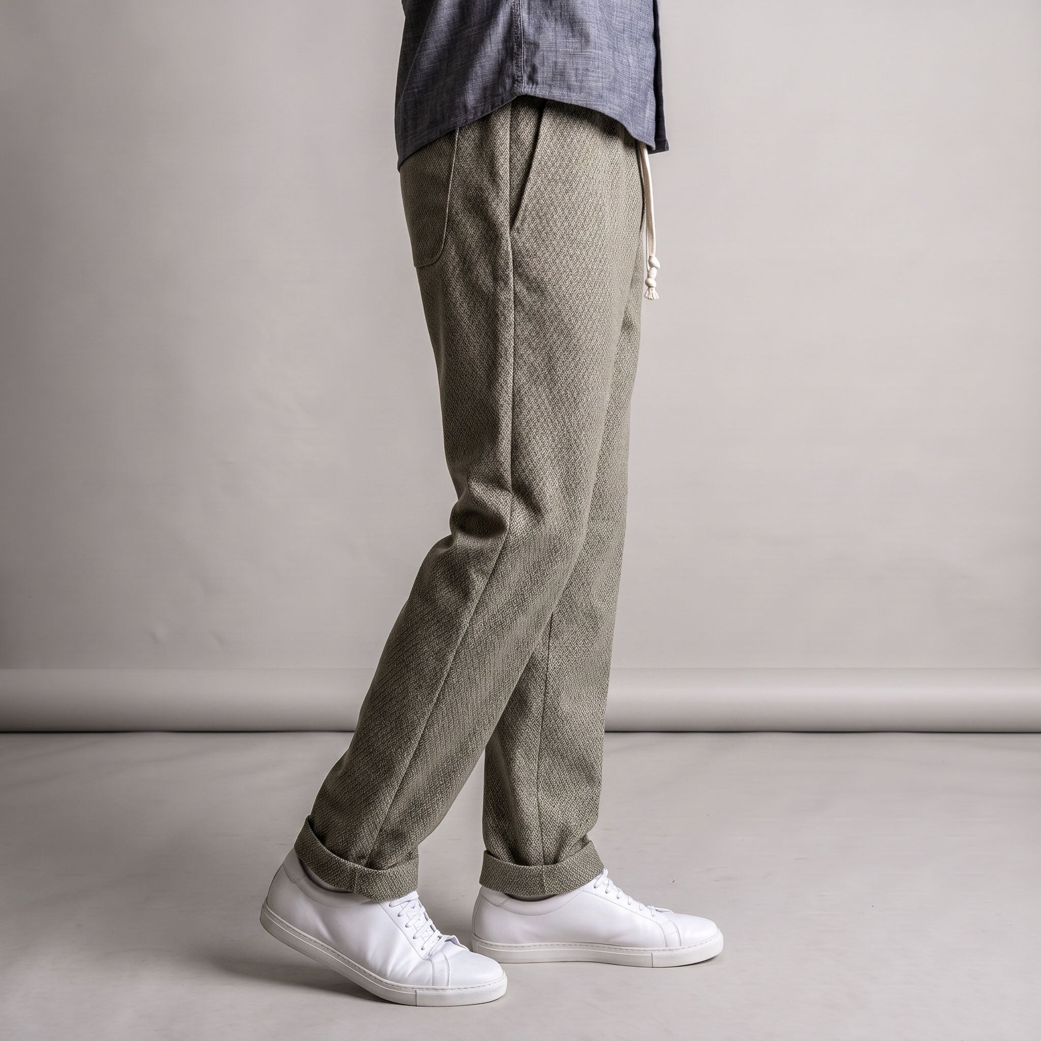 Laidback Pant Herringbone Cotton-Wool