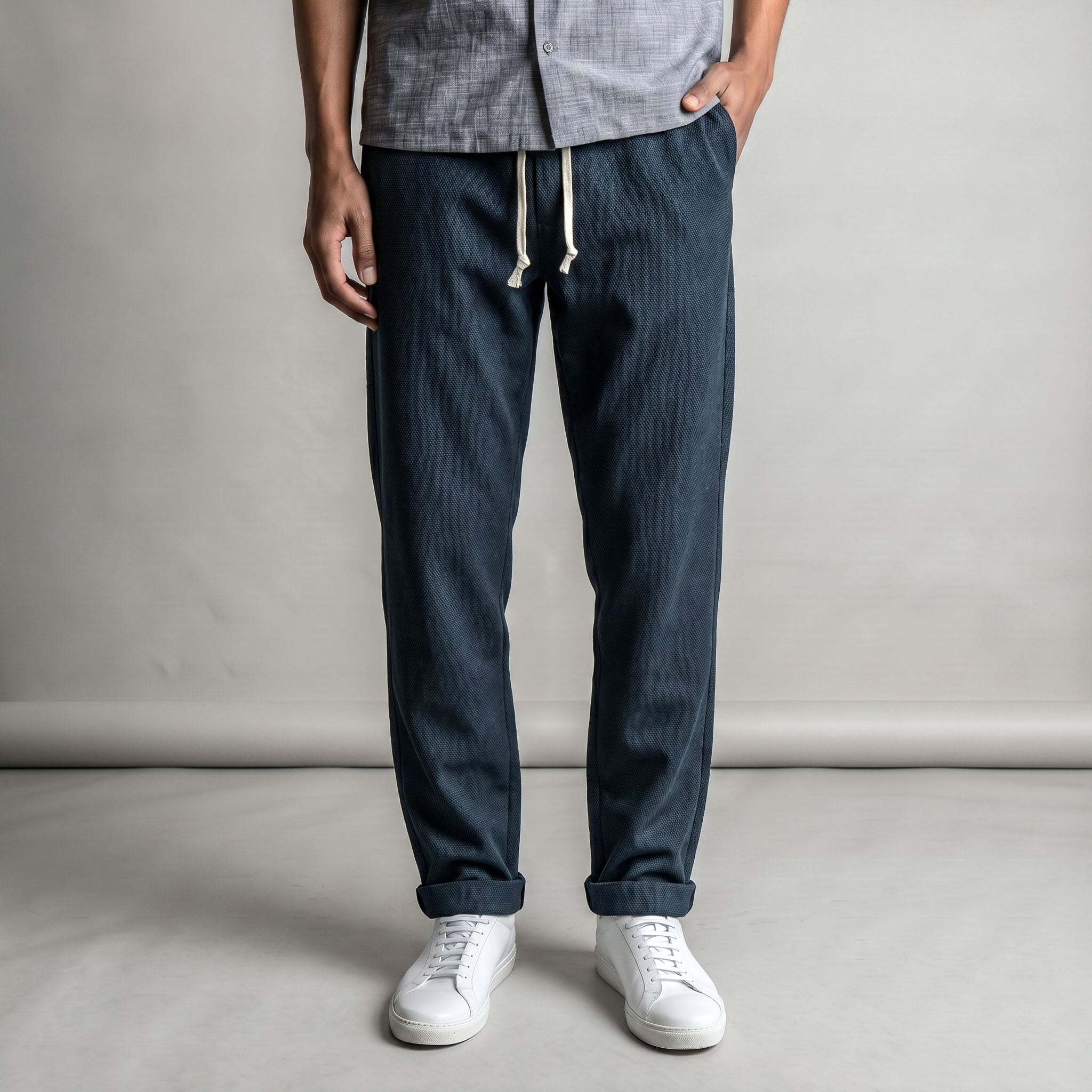 Laidback Pant Dark Teal Wool Hopsack Sz Medium