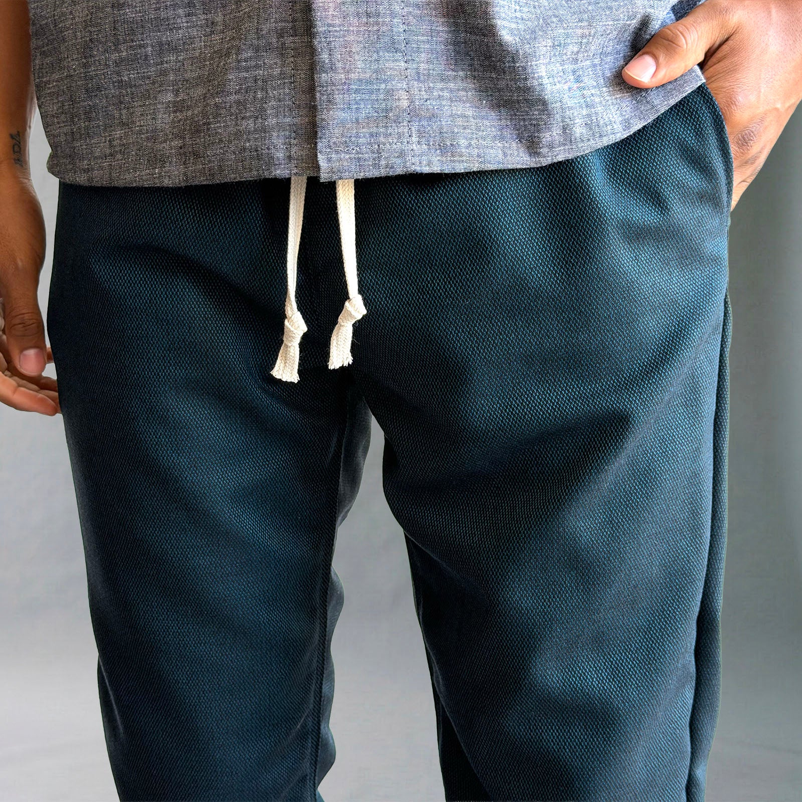 Laidback Pant Dark Teal Wool Hopsack Sz Medium