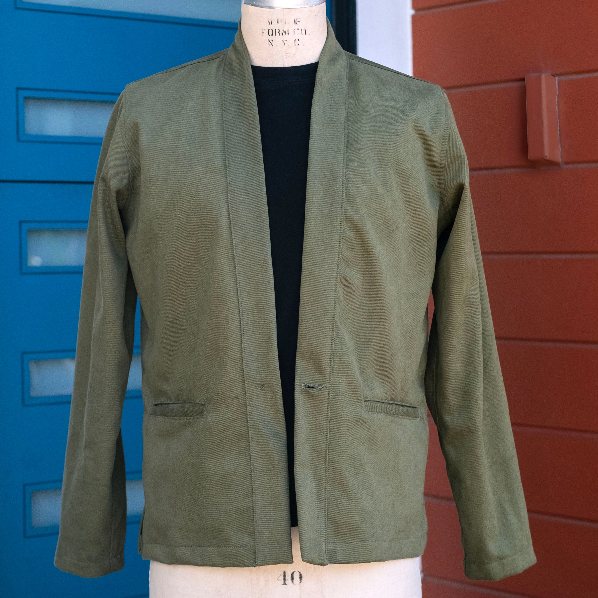 Kamigata Jacket in Olive Kaihara 13oz Bull Denim Sz 42