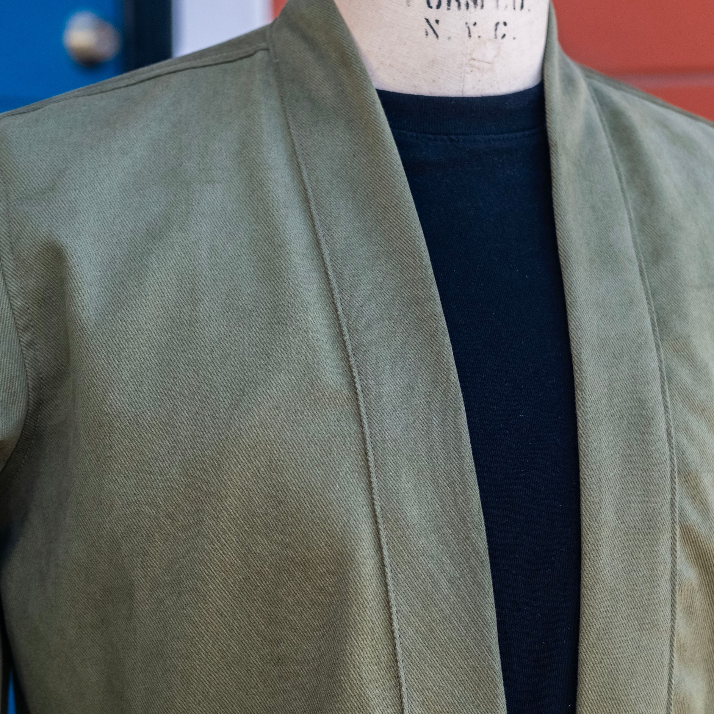 Kamigata Jacket in Olive Kaihara 13oz Bull Denim Sz 42