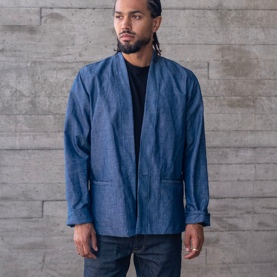 Kamigata Jacket in Hattori Blue Wave Indigo Chambray