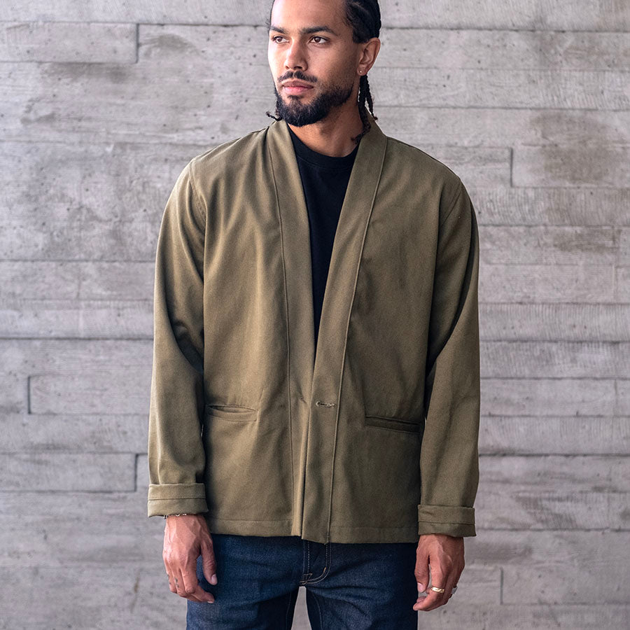 Kamigata Jacket in Olive Kaihara 13oz Bull Denim Sz 42