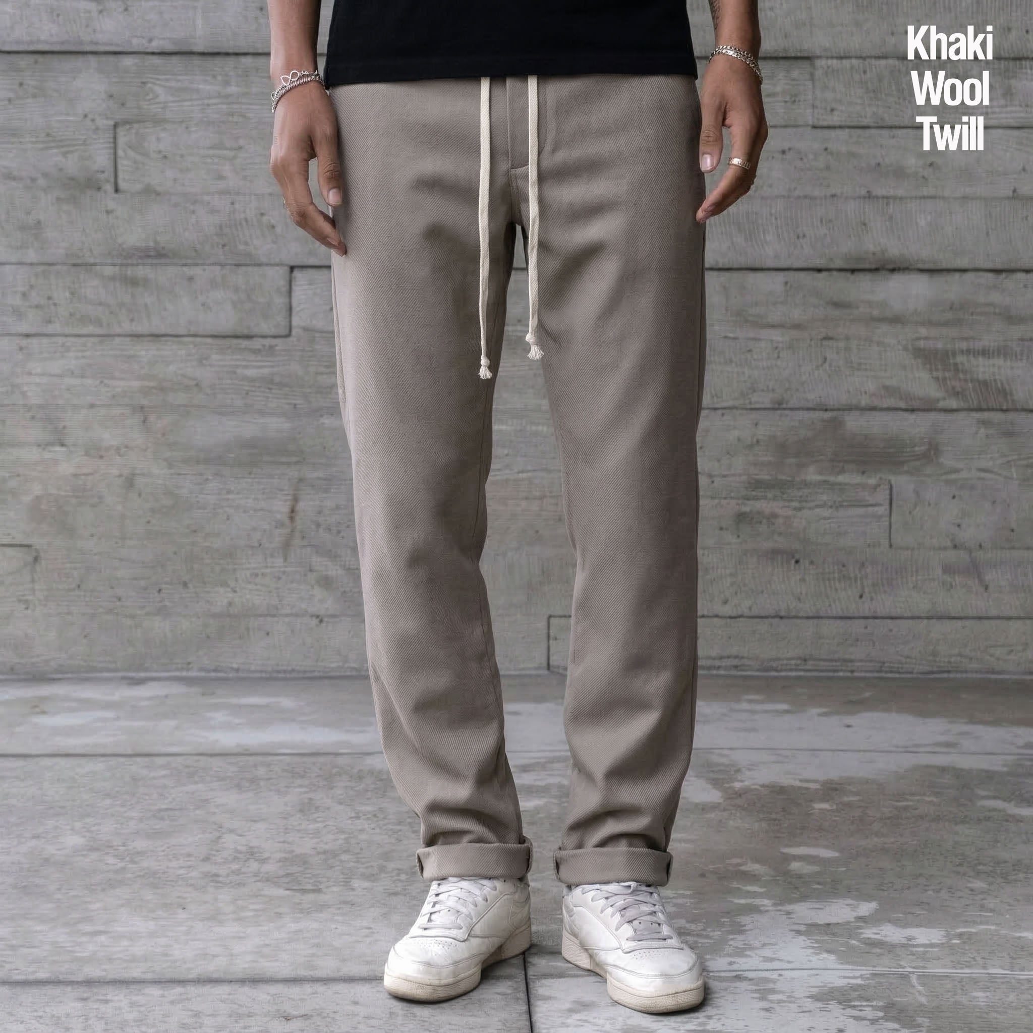 Laidback Pant Khaki Wool Twill Sz Large