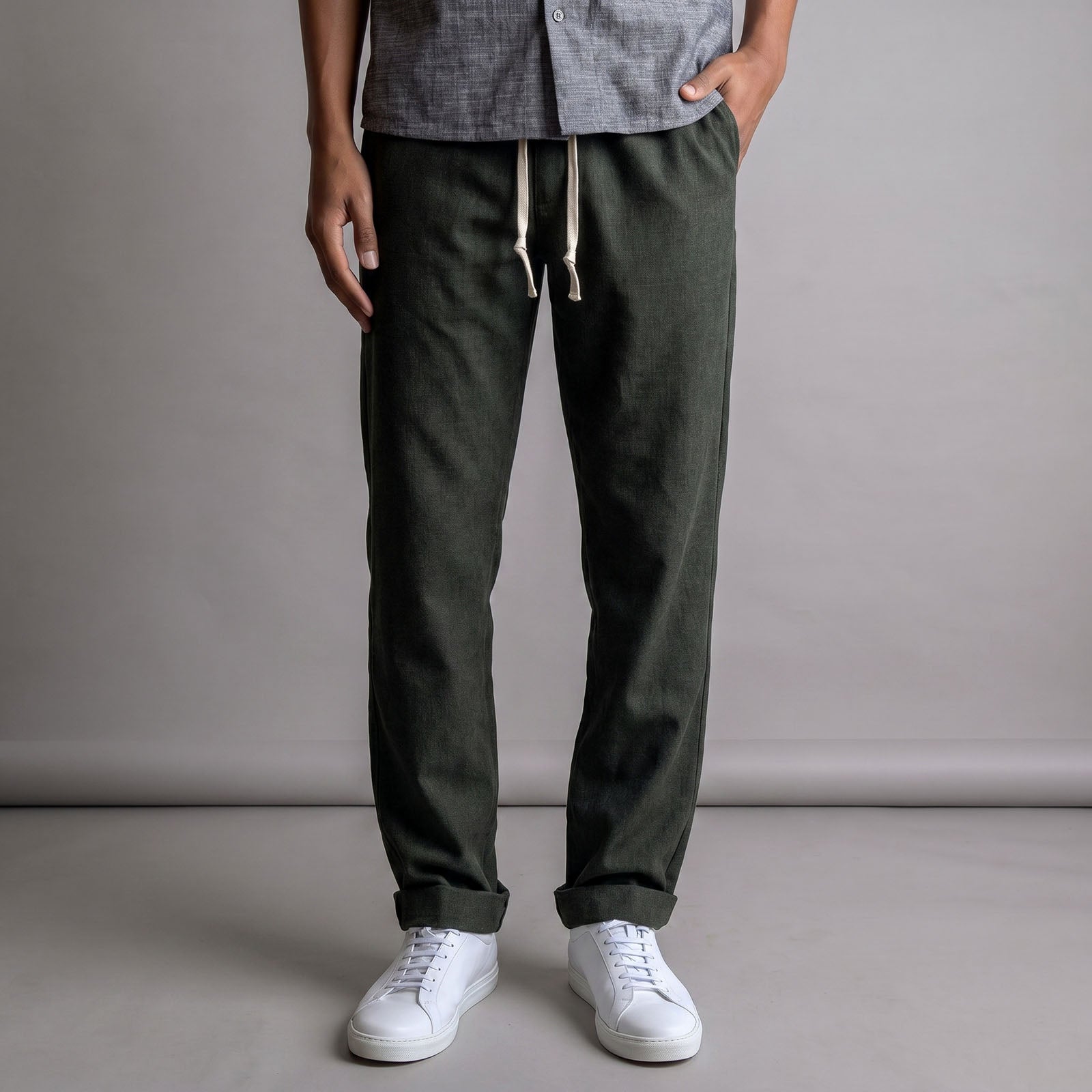 Laidback Pant Forest Green Tropical Wool Sz Large
