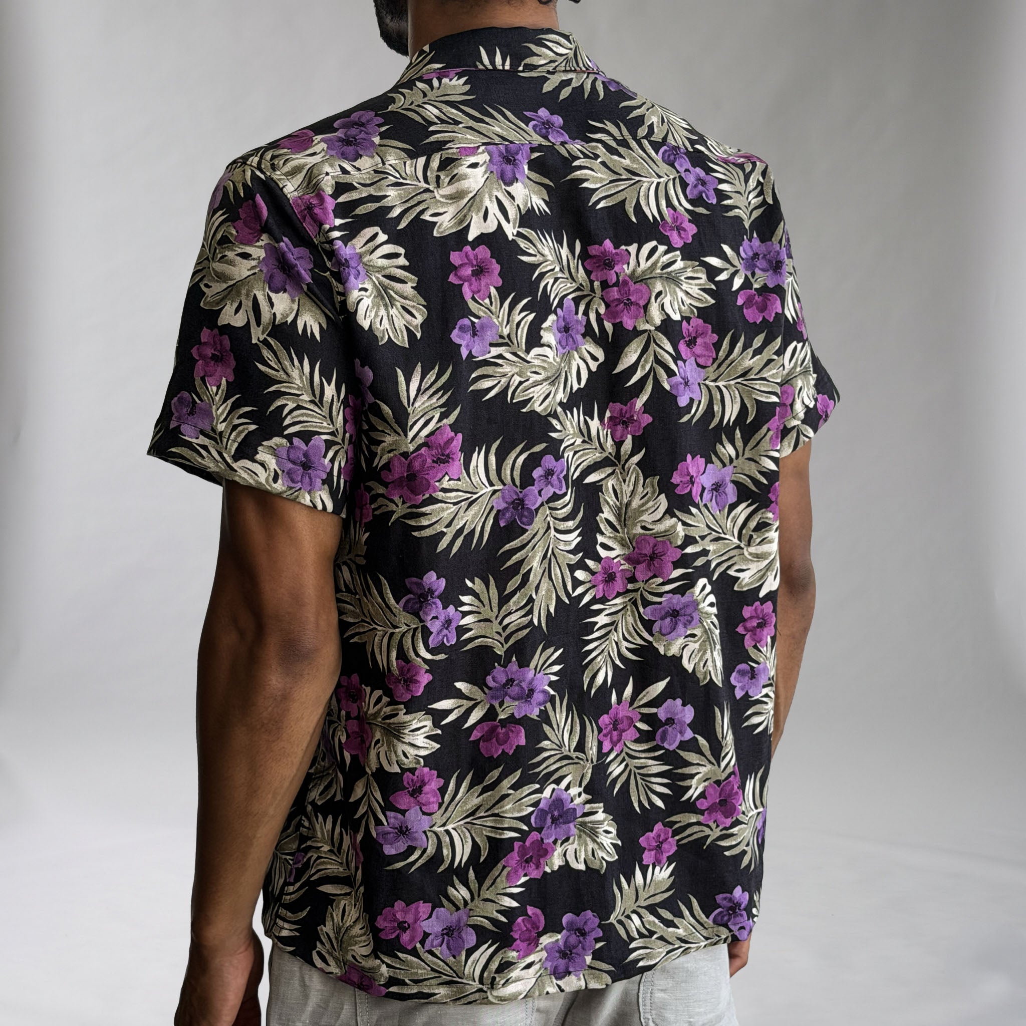 Riviera Midnight Tiki Linen Short Sleeve Shirt