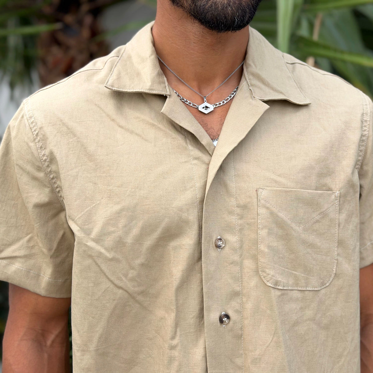 Riviera Natural Irish Linen Short Sleeve Shirt
