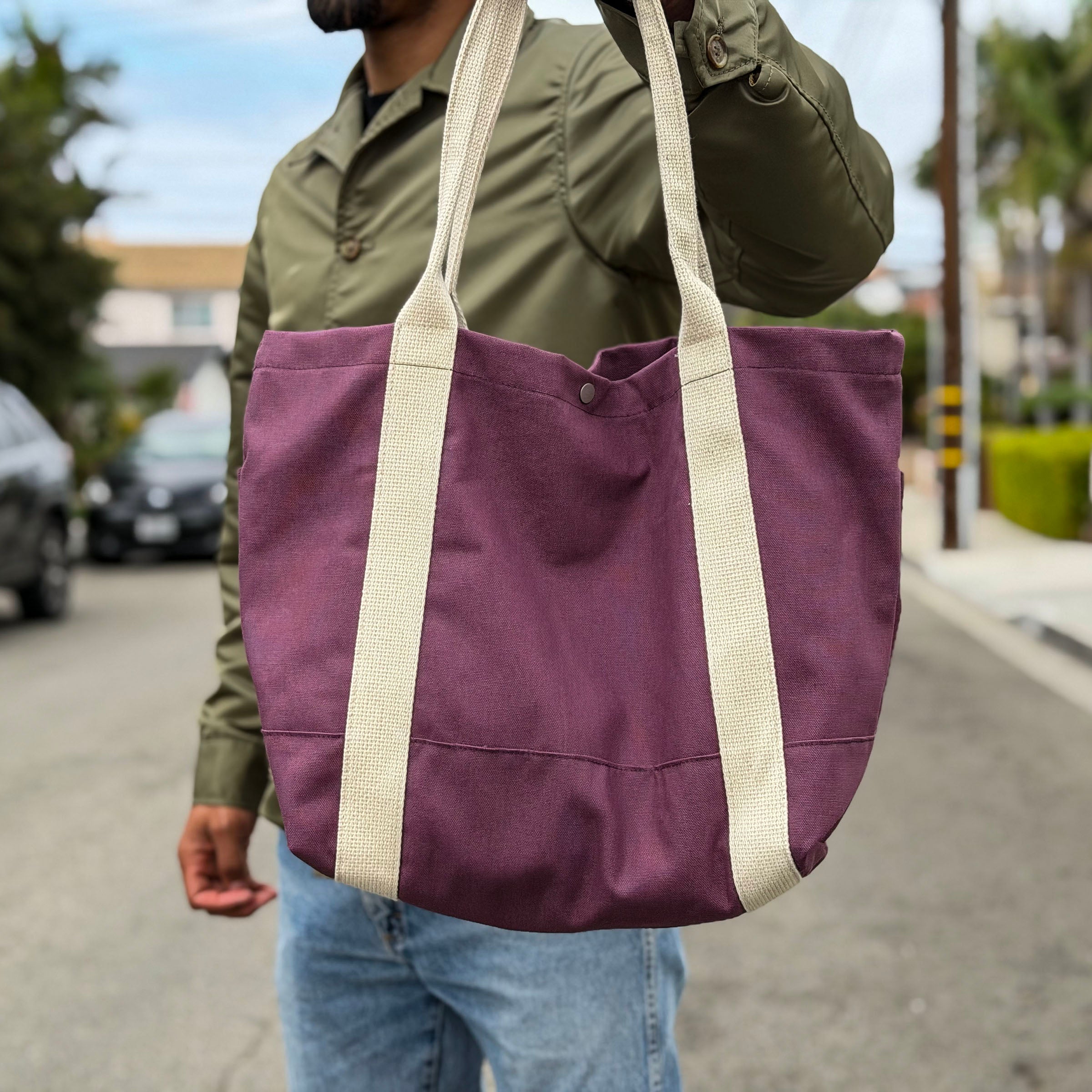 Harbor Tote Bag Raisin Duck Canvas