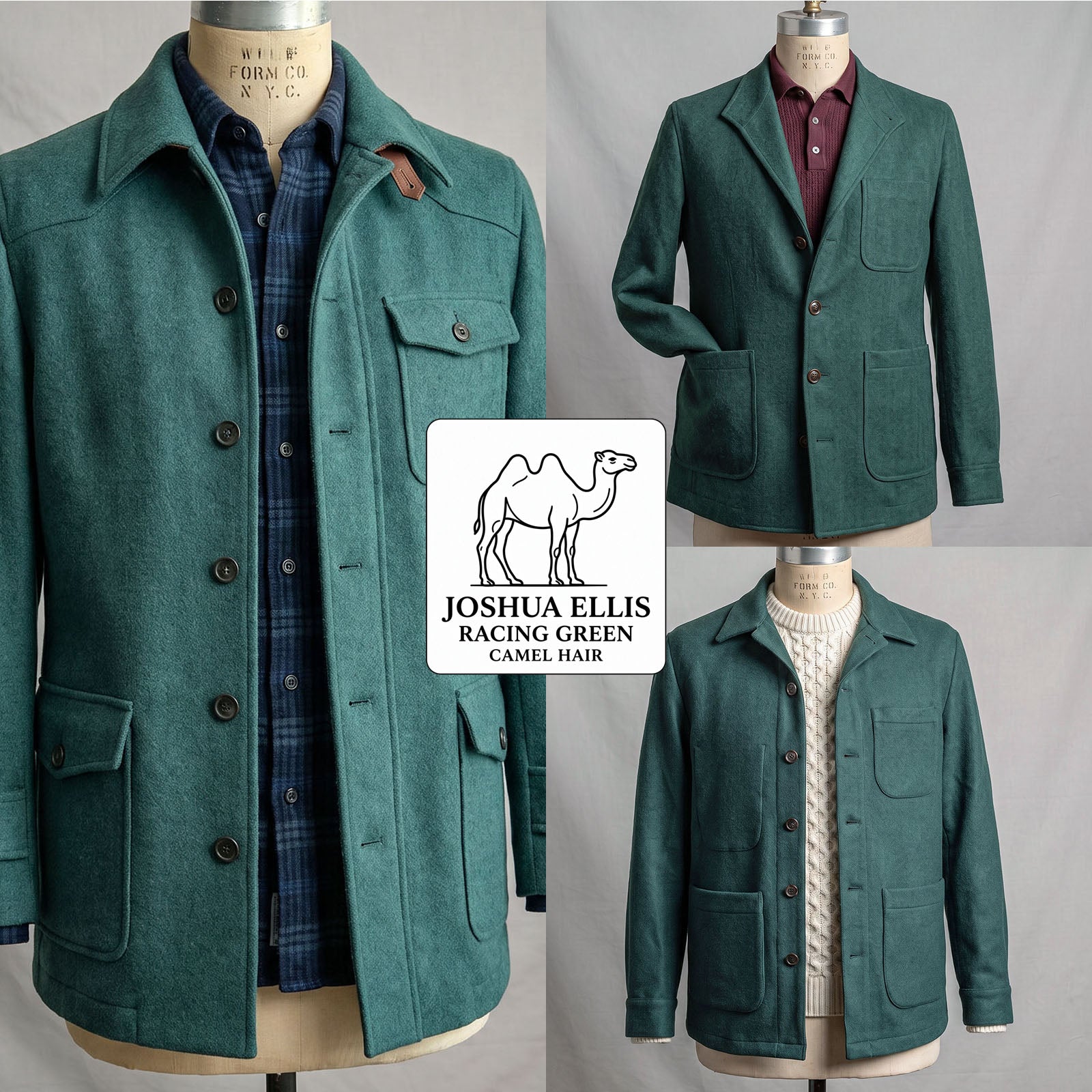 Custom Doyle, Teba, and Ranger Jackets Racing Green Camel Hair