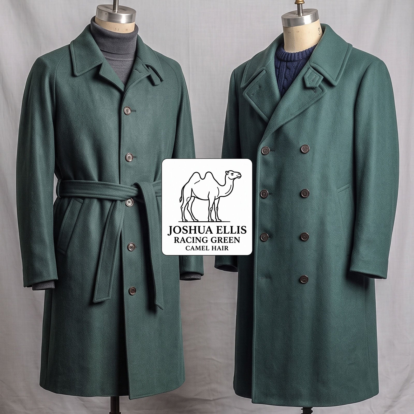 Custom Overcoats Racing Green Pure Camel Hair