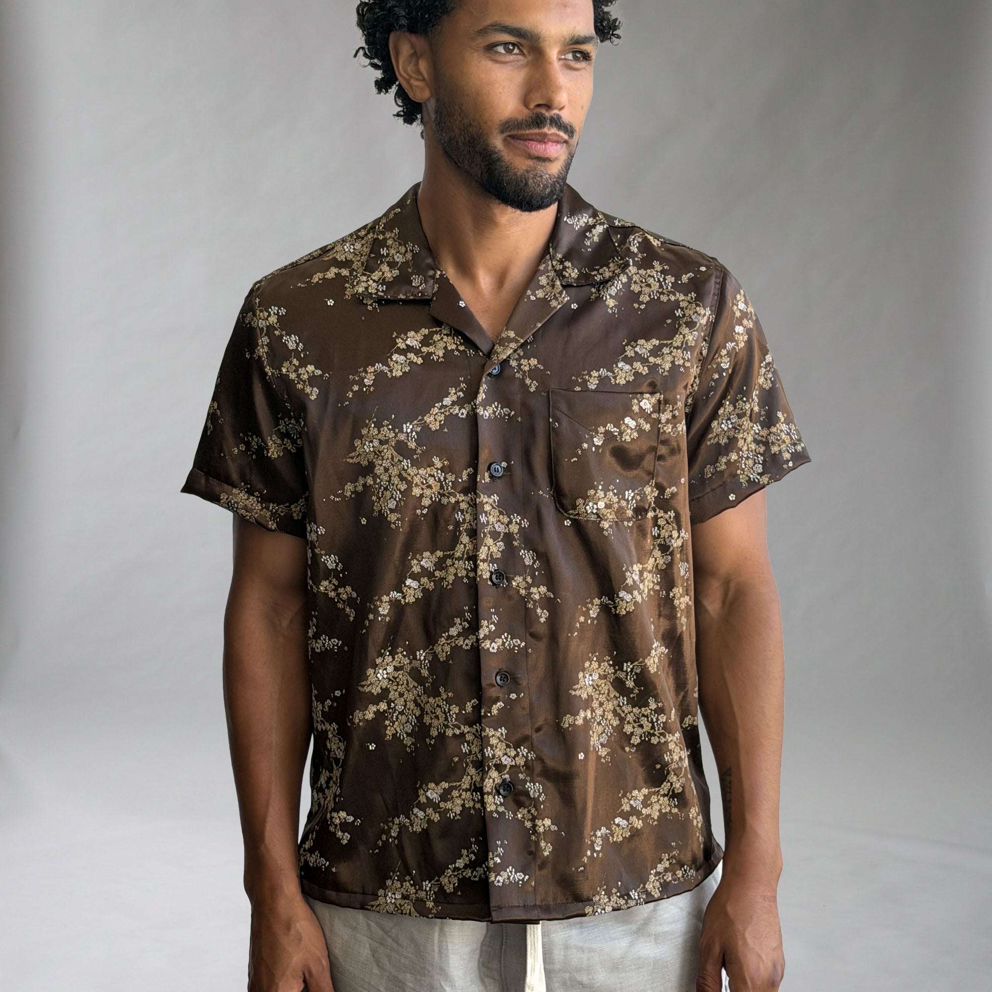 Riviera Cherry Blossom Rayon Short Sleeve Shirt