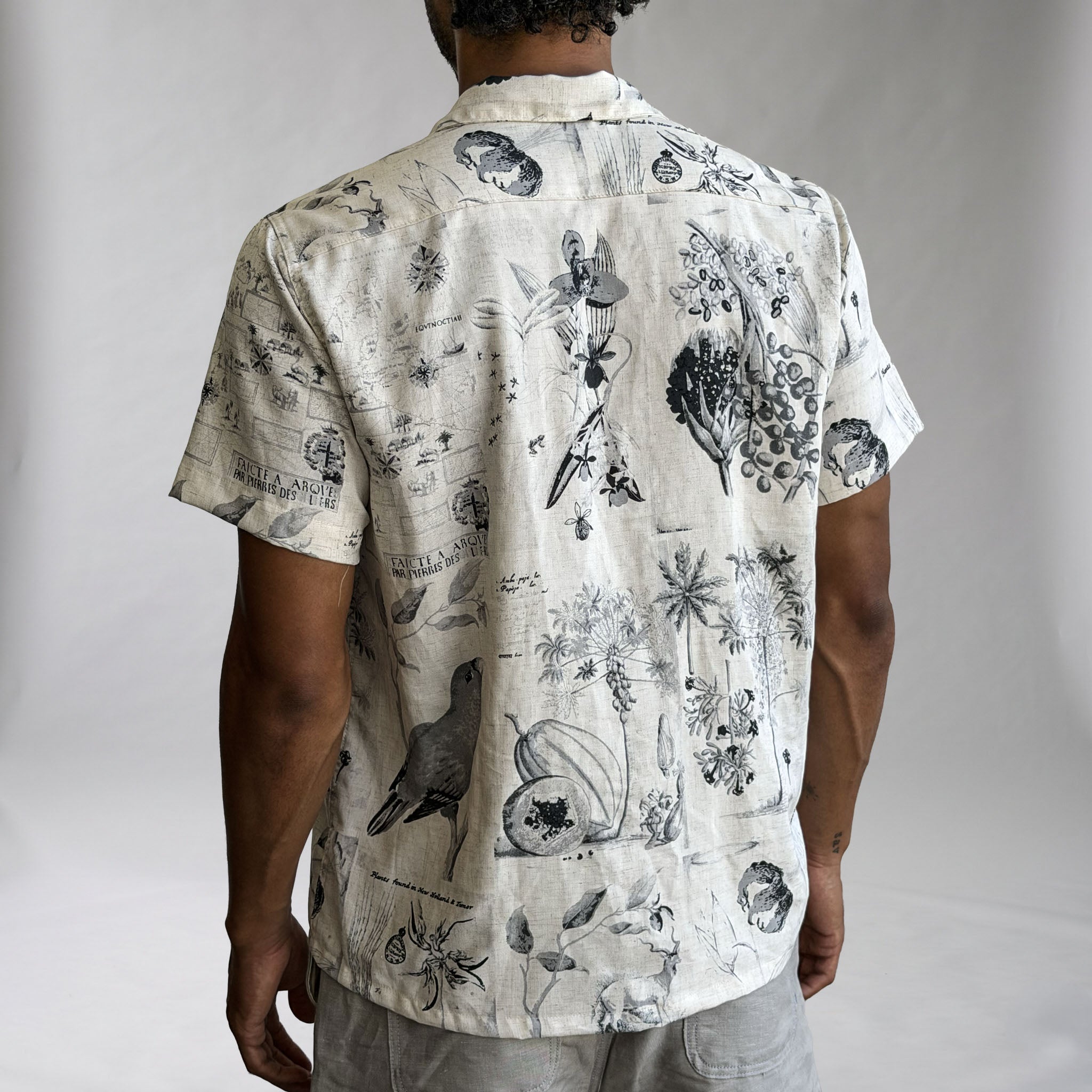 Riviera Ivory Parrots Poplin Short Sleeve Shirt