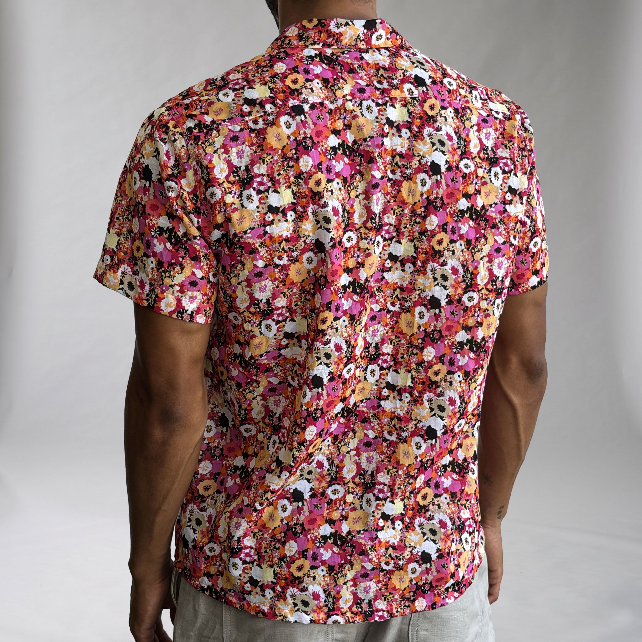 Riviera Magenta Poppies Poplin Short Sleeve Shirt