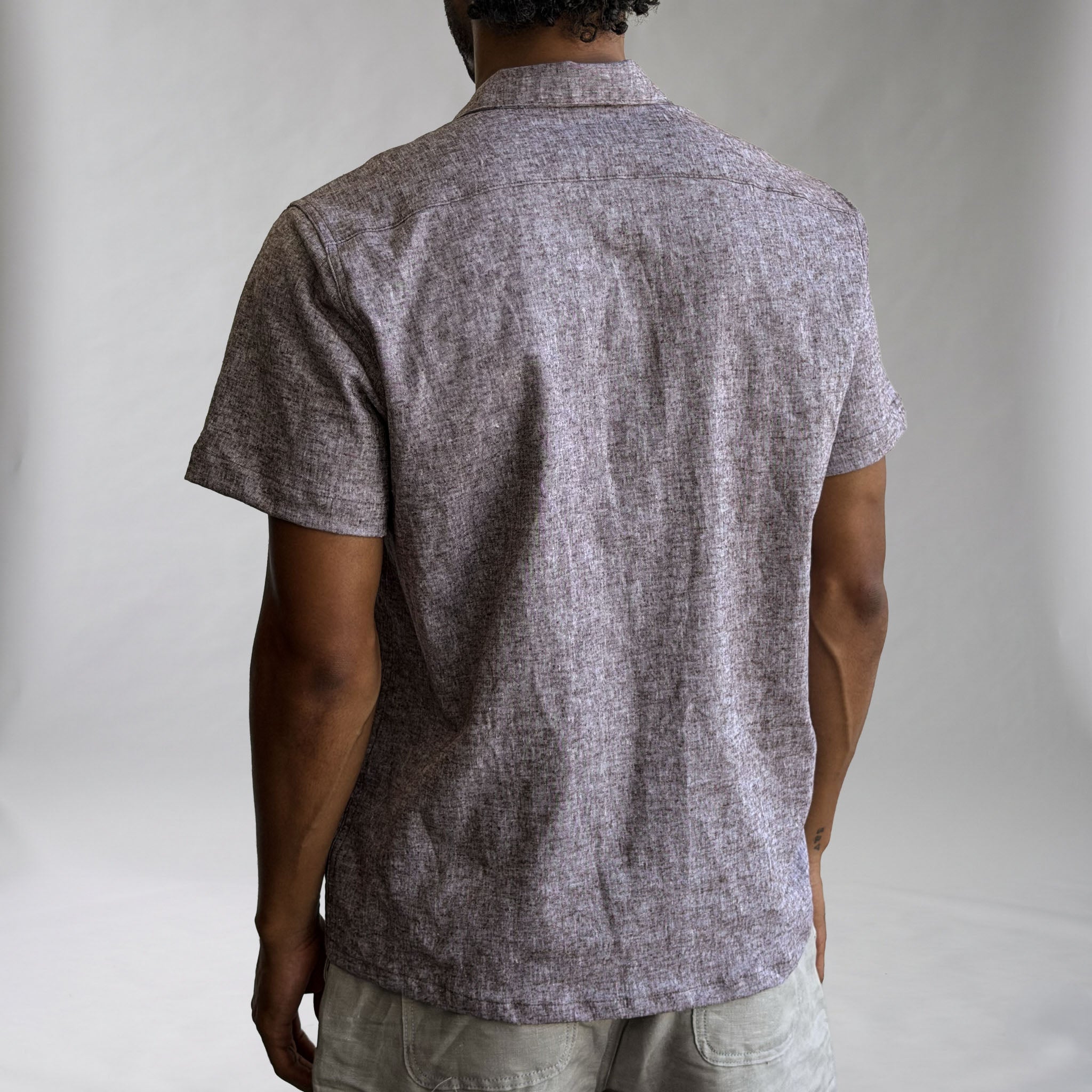 Riviera Sepia Streaky Linen Short Sleeve Shirt