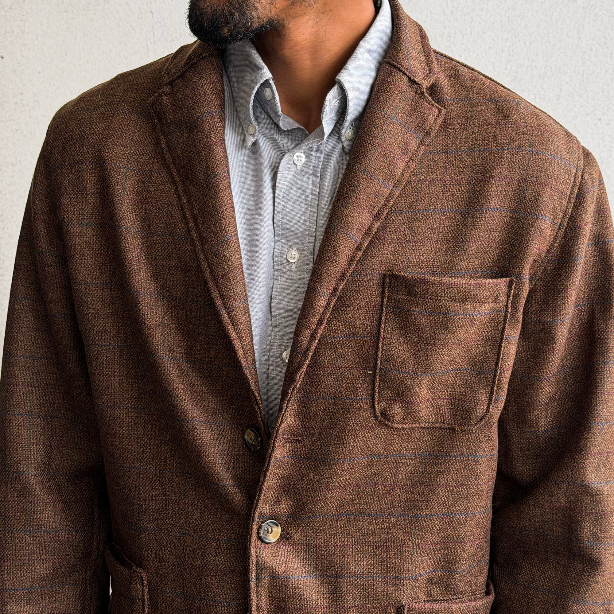 Sample: Sinclair in DiPray Mocha Windowpane Flannel Sz 40