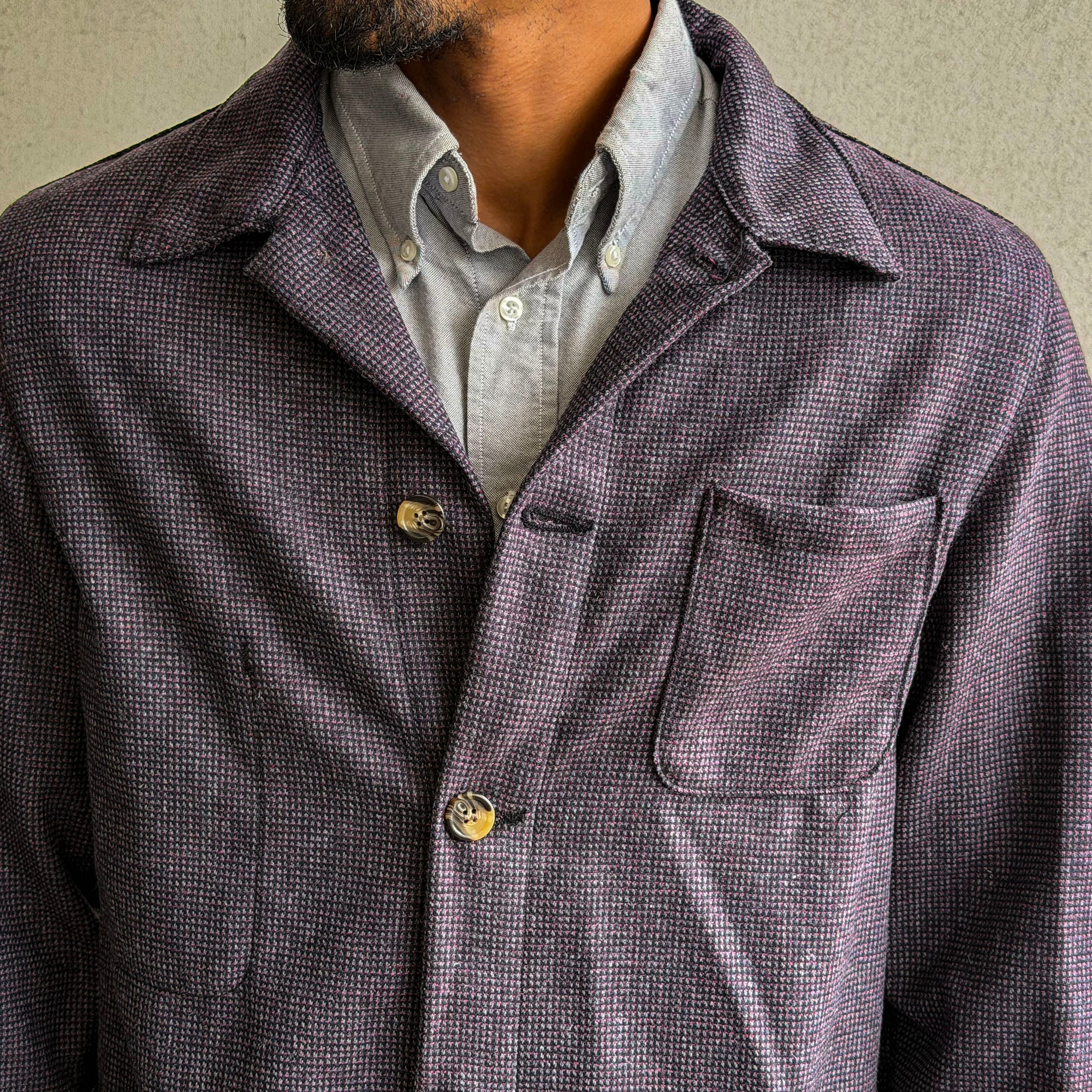 Sample Sale: Doyle in DiPray Grape Birdseye Tweed Sz 40L