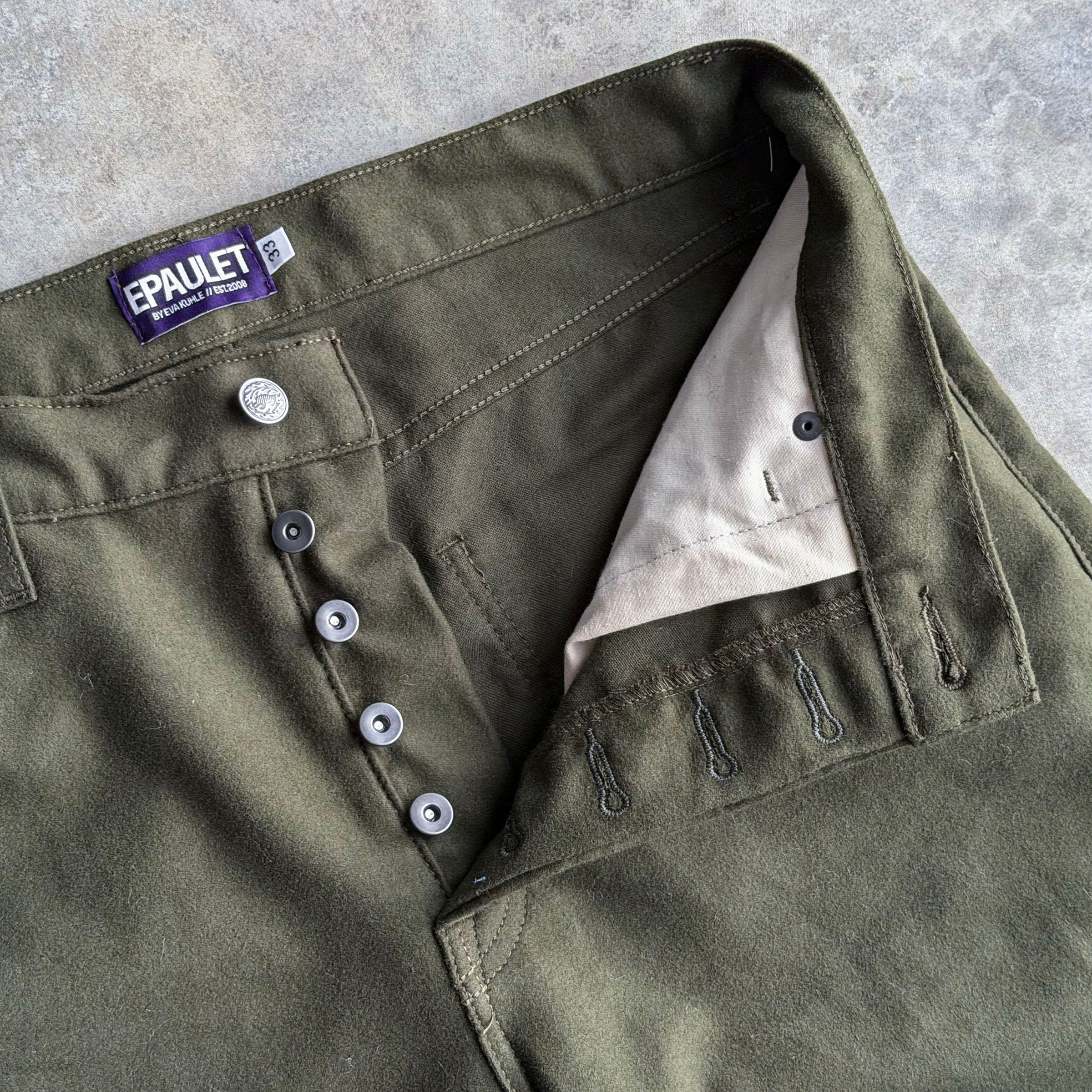 Sunset Western Jean Loden 11oz Cotton Moleskin Sz 33