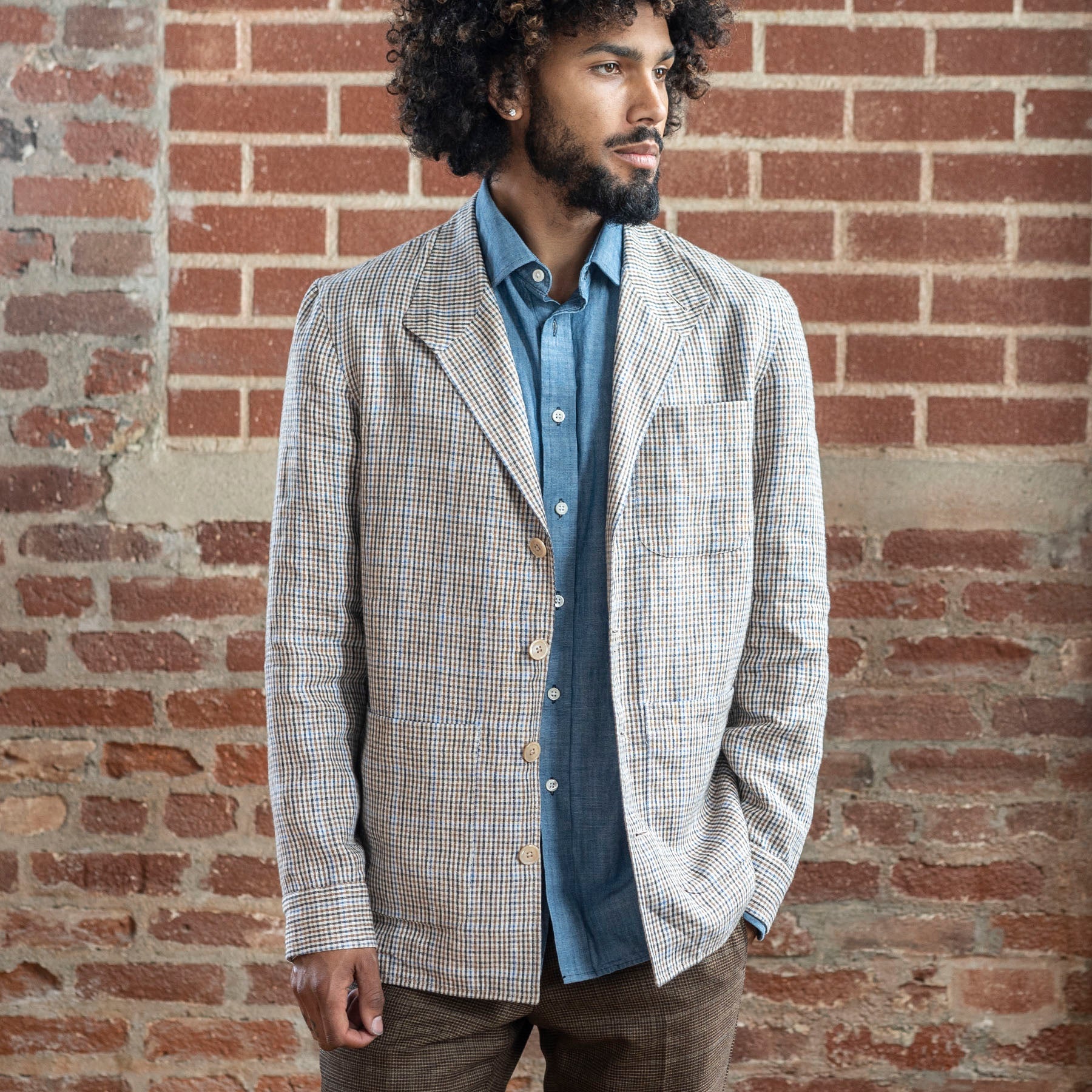 Sample Sale: Teba in Loro Piana Pure Linen Check Size 40