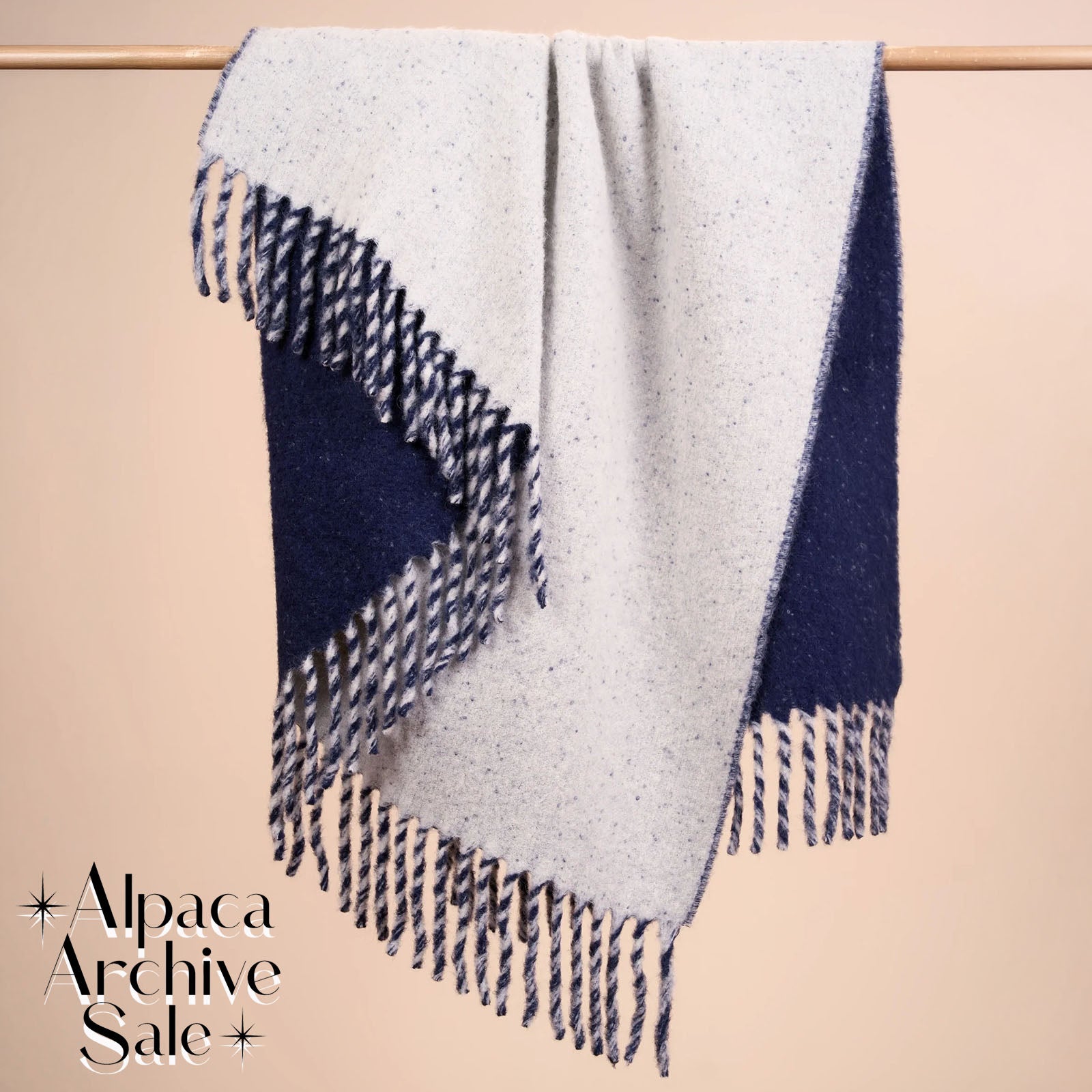 Reversible Twisted Fringes Alpaca-Wool Throw Blanket