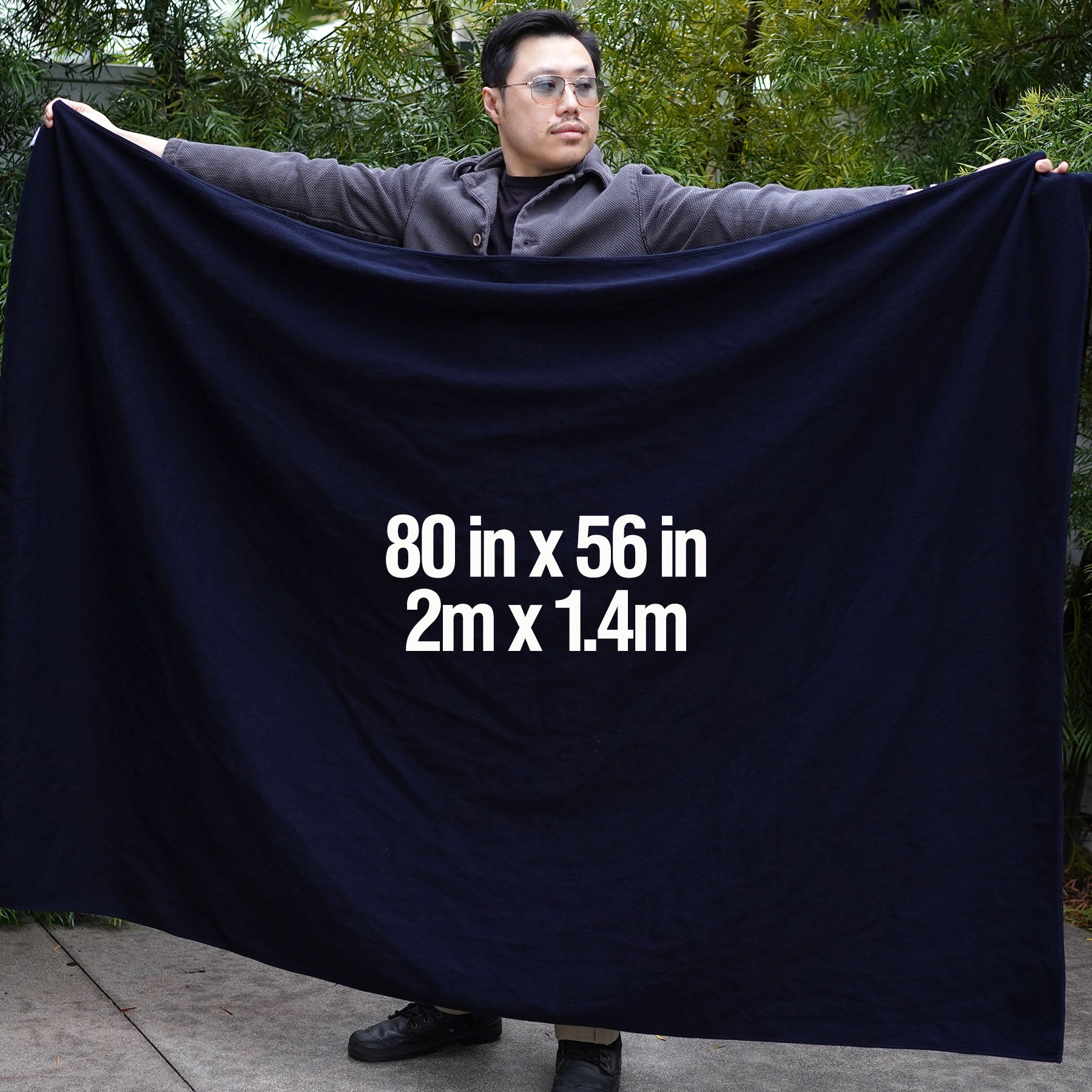 Sashiko Throw Blanket Olive